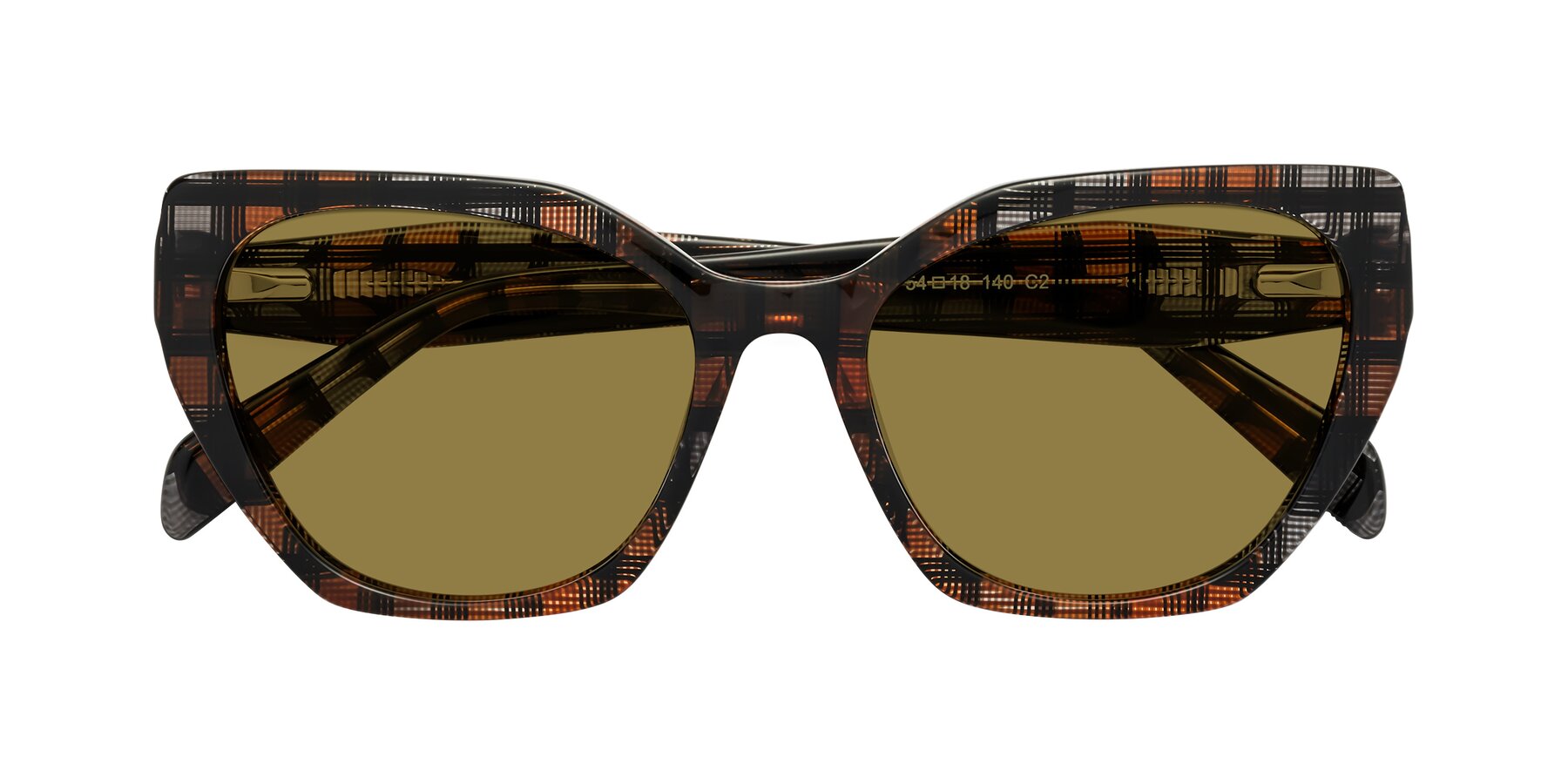 Folded Front of Tilton in Brown Grid with Brown Polarized Lenses