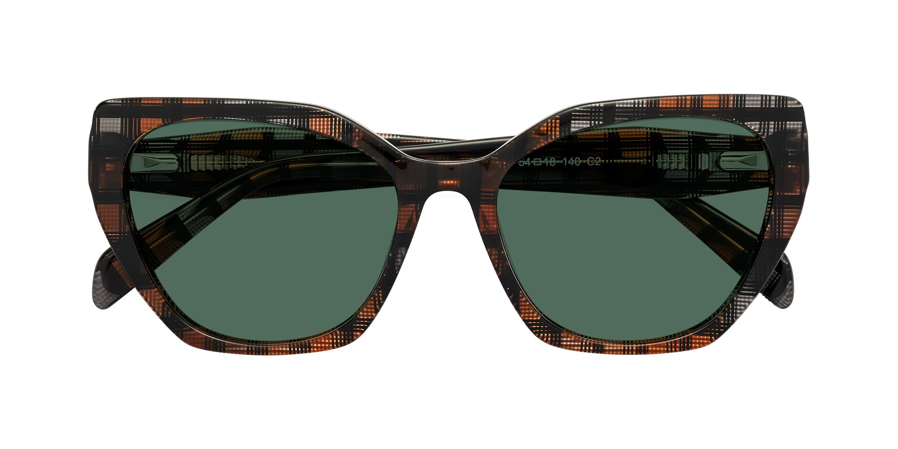 Folded Front of Tilton in Brown Grid with Green Polarized Lenses