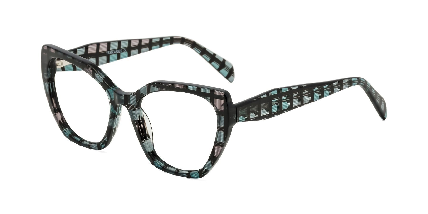 Angle of Tilton in Blue Grid with Clear Eyeglass Lenses