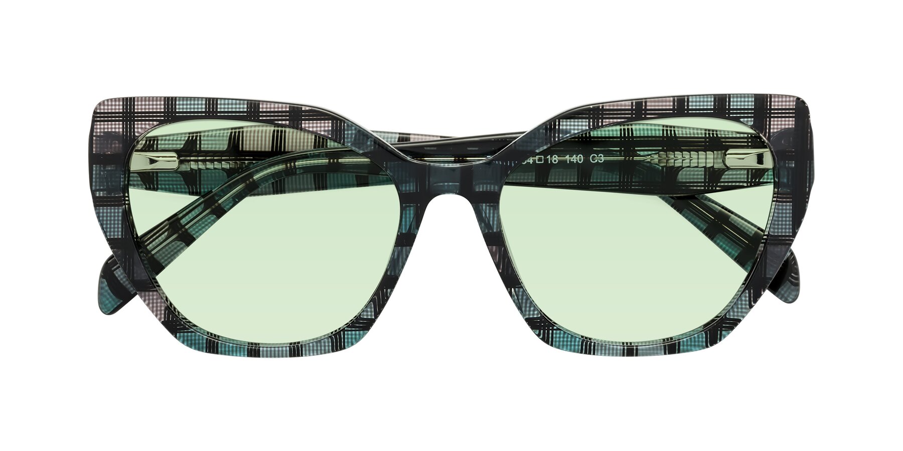 Folded Front of Tilton in Blue Grid with Light Green Tinted Lenses