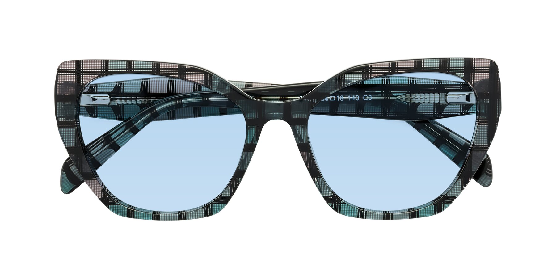 Folded Front of Tilton in Blue Grid with Light Blue Tinted Lenses