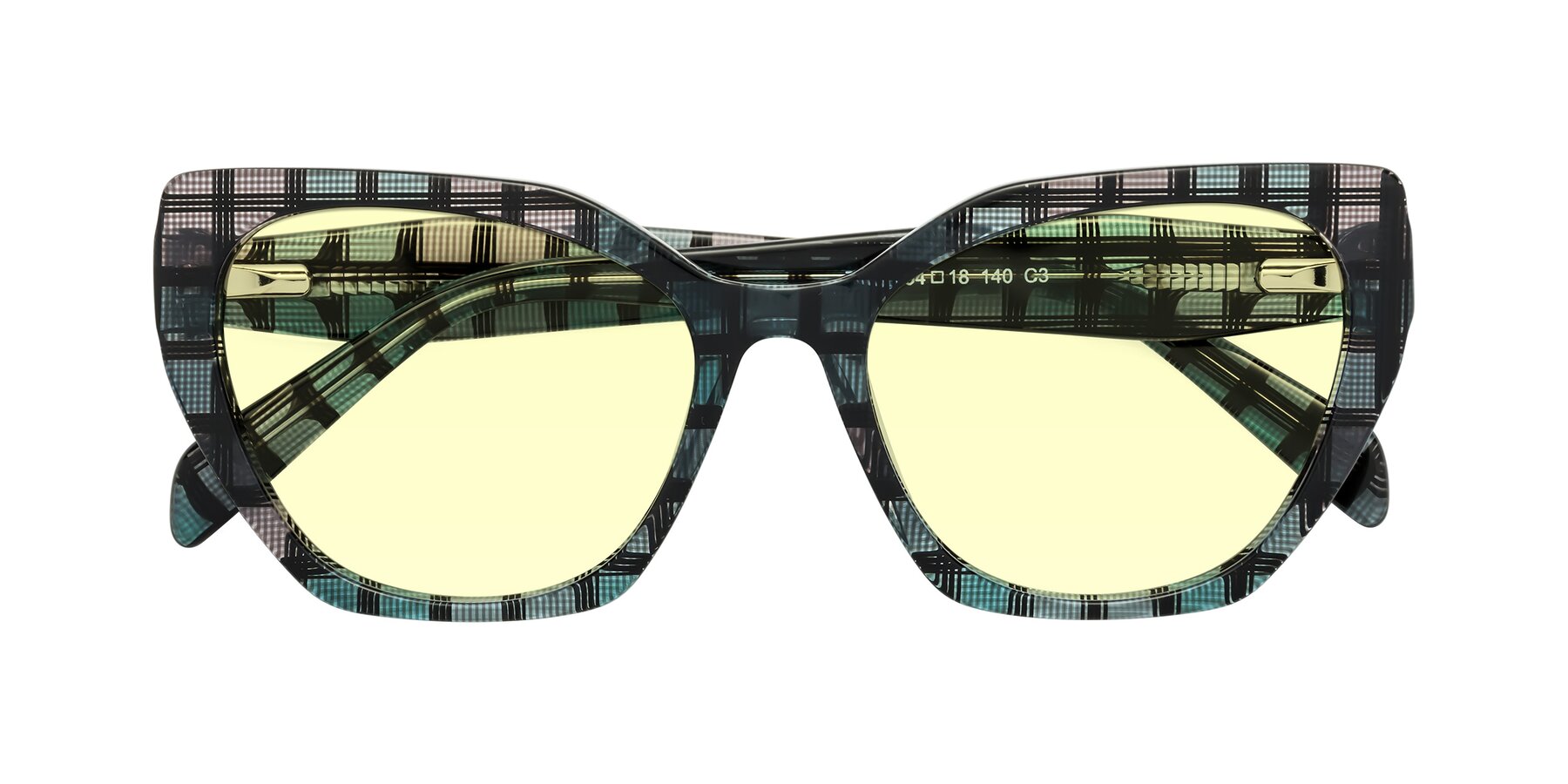 Folded Front of Tilton in Blue Grid with Light Yellow Tinted Lenses
