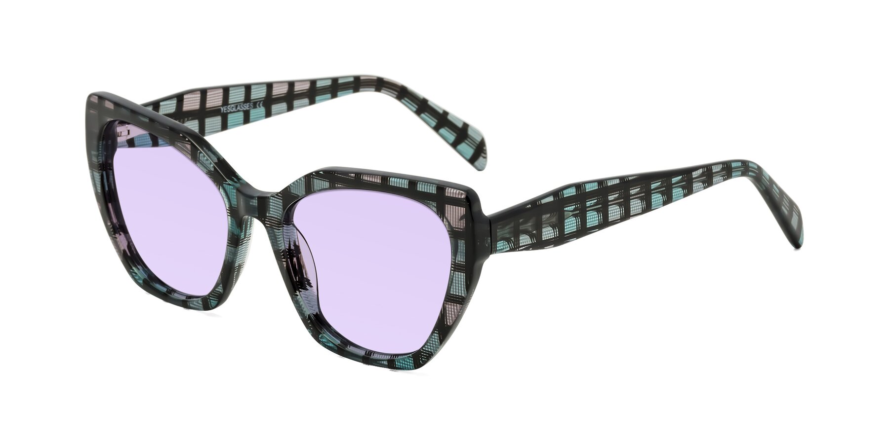Angle of Tilton in Blue Grid with Light Purple Tinted Lenses