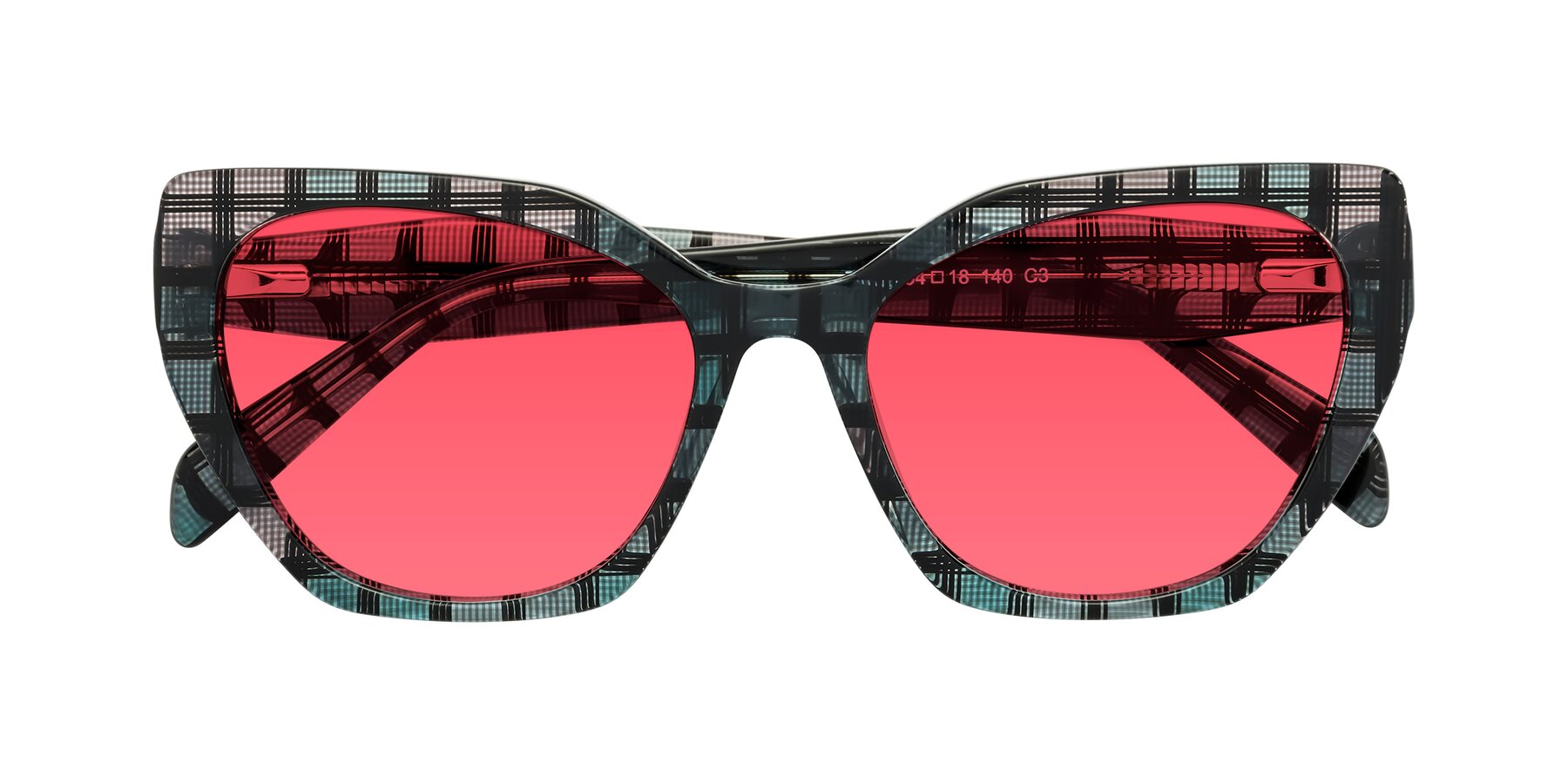 Folded Front of Tilton in Blue Grid with Red Tinted Lenses