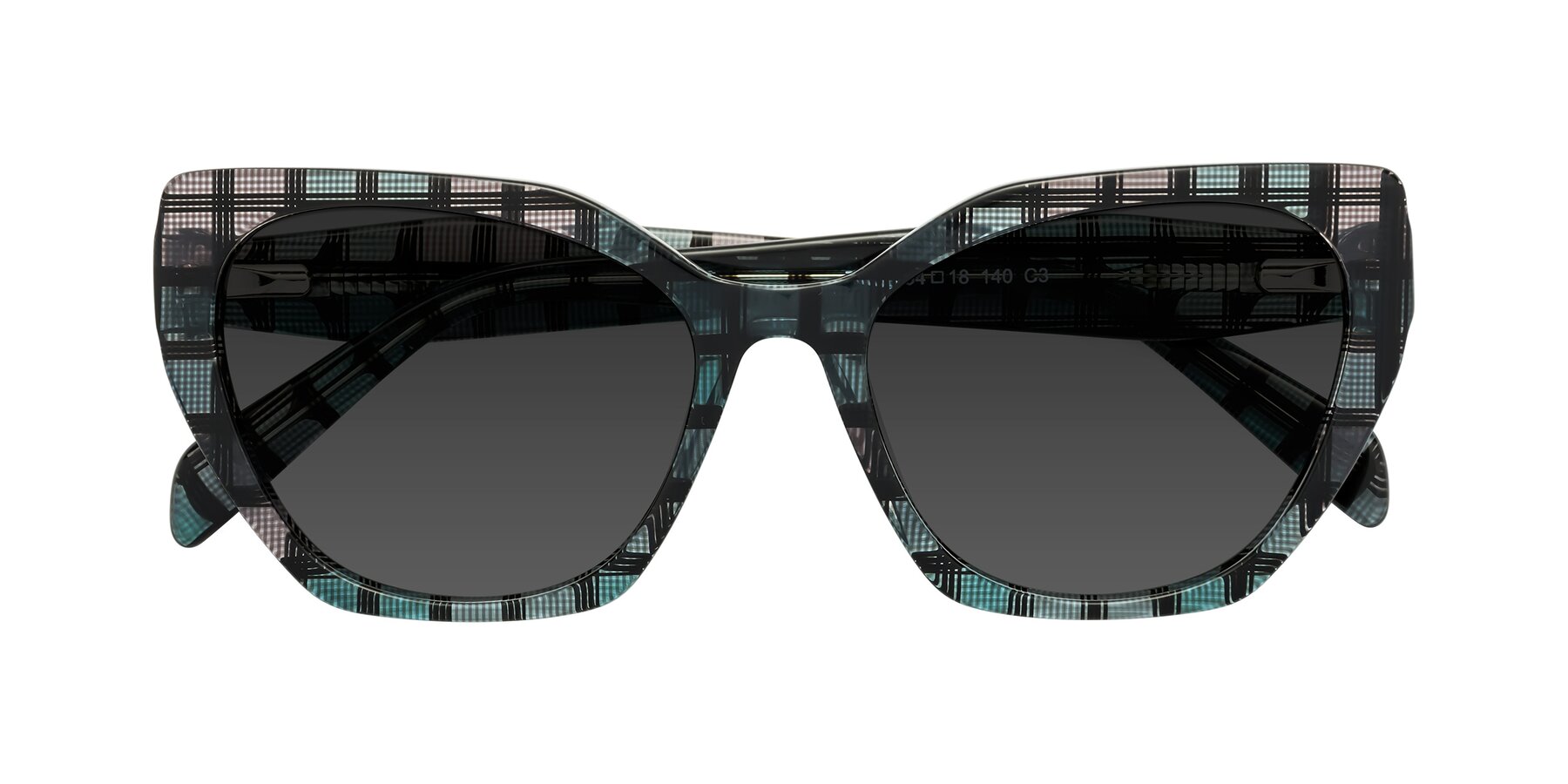 Folded Front of Tilton in Blue Grid with Gray Tinted Lenses
