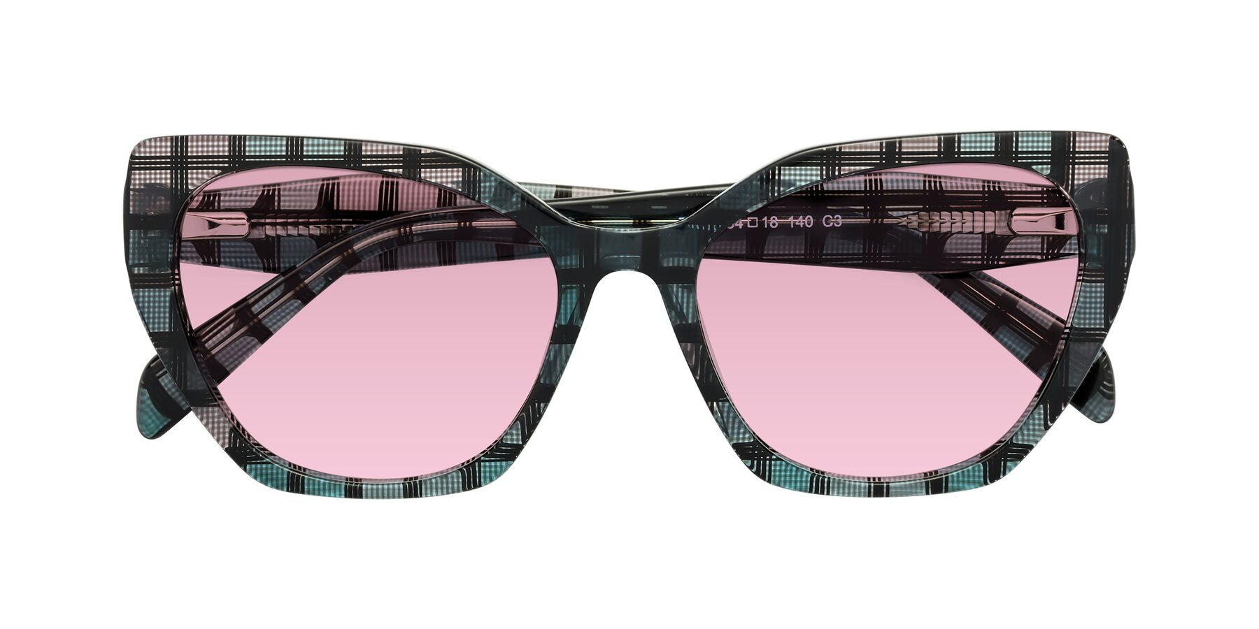 Folded Front of Tilton in Blue Grid with Light Wine Tinted Lenses