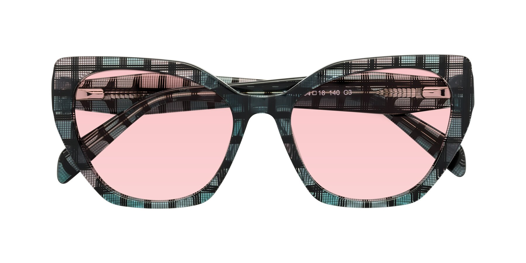 Folded Front of Tilton in Blue Grid with Light Garnet Tinted Lenses