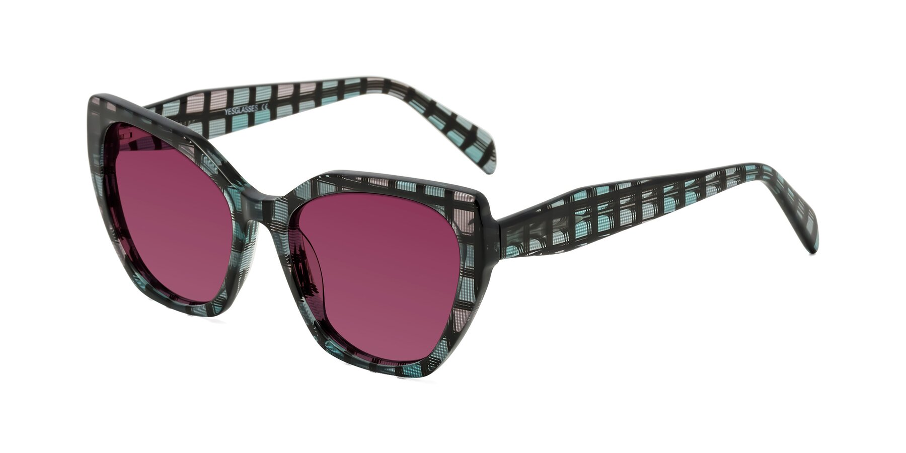 Angle of Tilton in Blue Grid with Wine Tinted Lenses