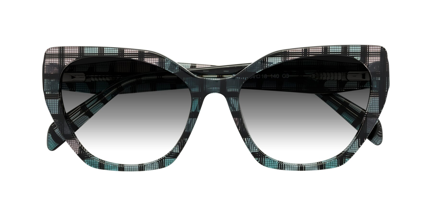 Folded Front of Tilton in Blue Grid with Gray Gradient Lenses