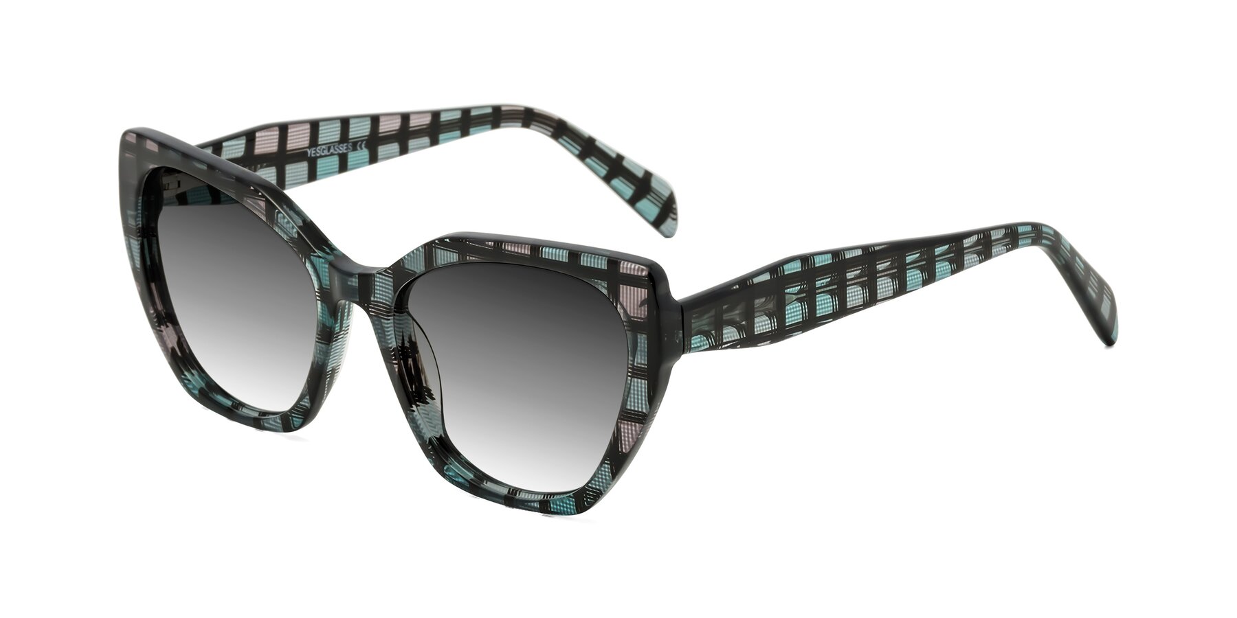 Angle of Tilton in Blue Grid with Gray Gradient Lenses