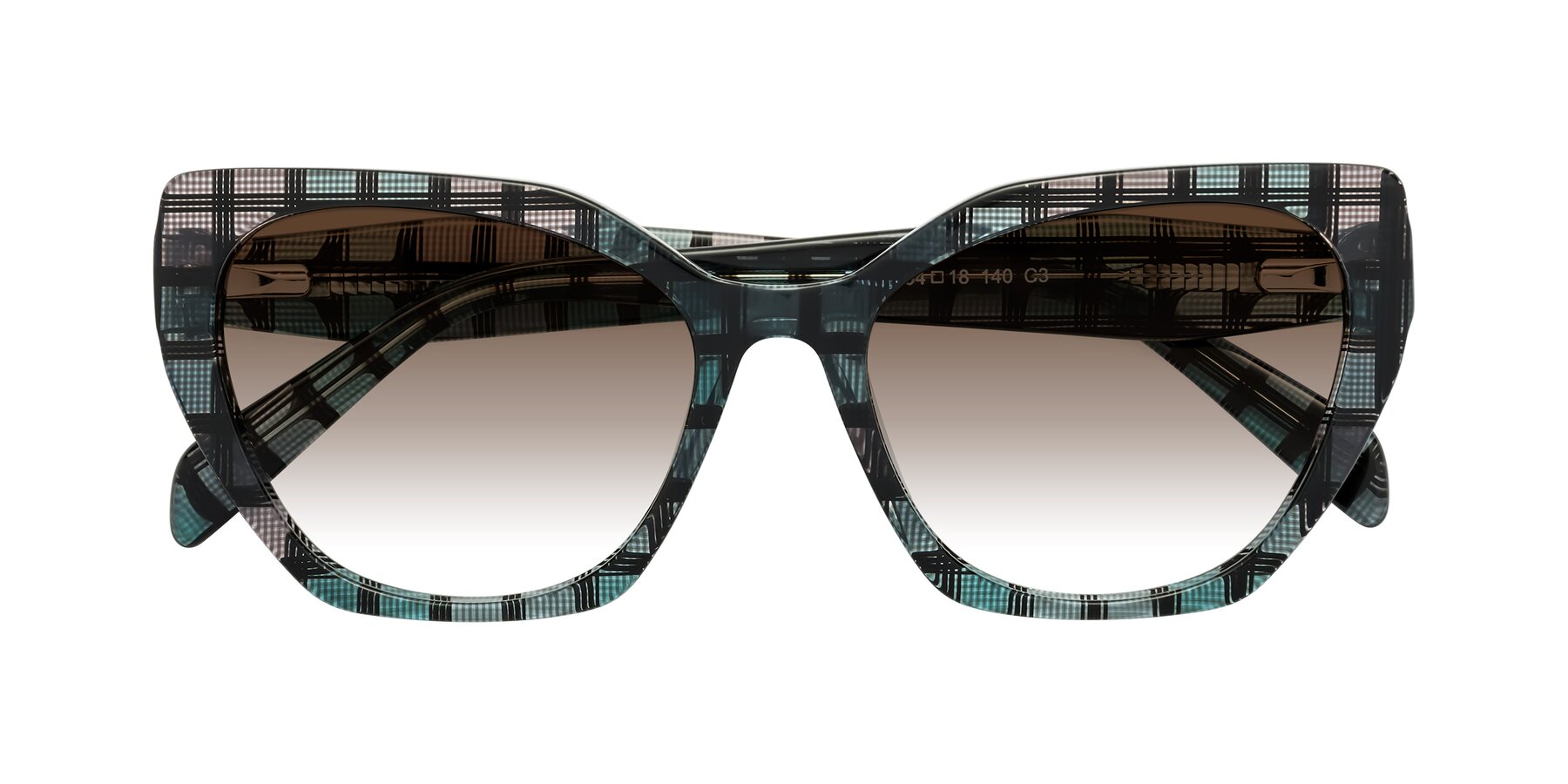 Folded Front of Tilton in Blue Grid with Brown Gradient Lenses