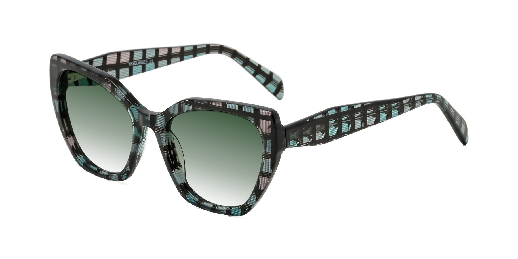 Angle of Tilton in Blue Grid with Green Gradient Lenses
