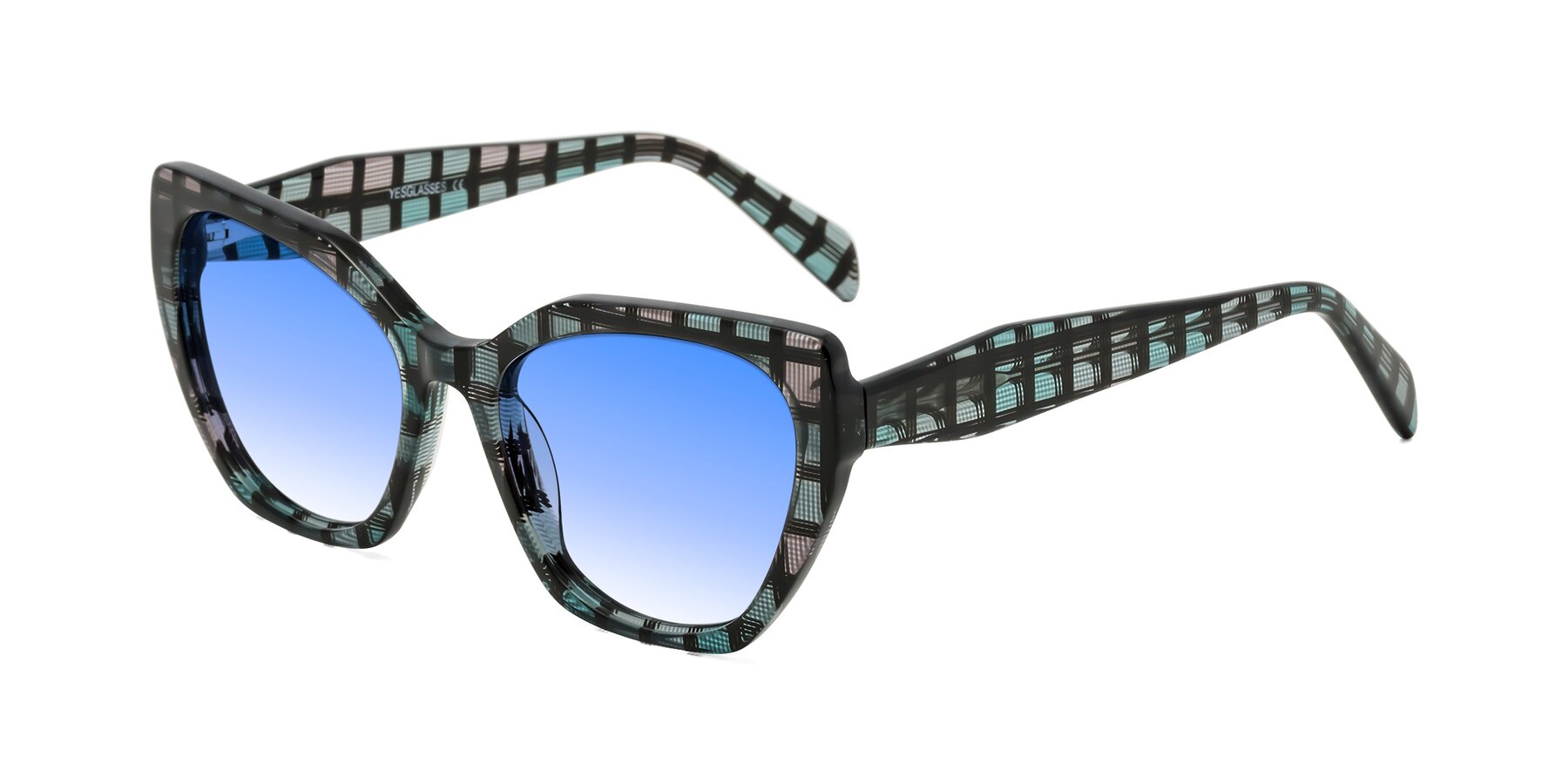Angle of Tilton in Blue Grid with Blue Gradient Lenses