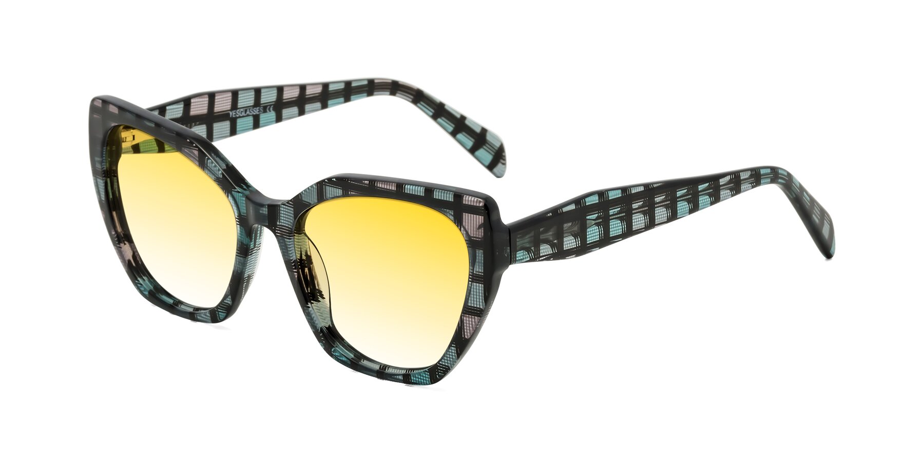 Angle of Tilton in Blue Grid with Yellow Gradient Lenses