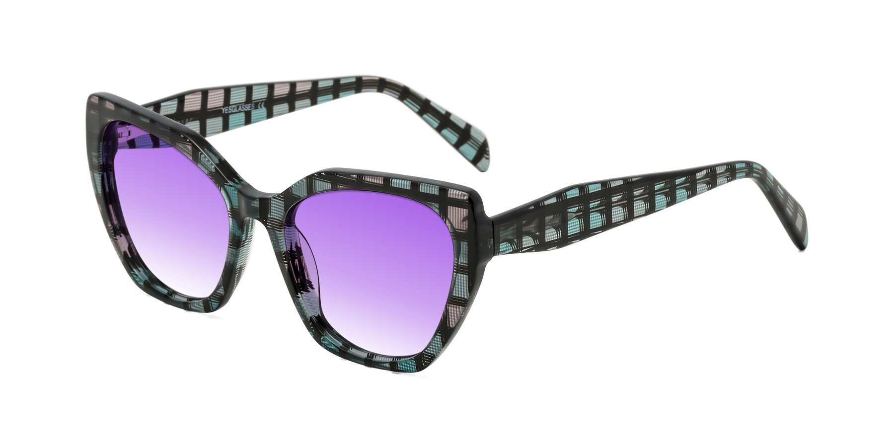 Angle of Tilton in Blue Grid with Purple Gradient Lenses