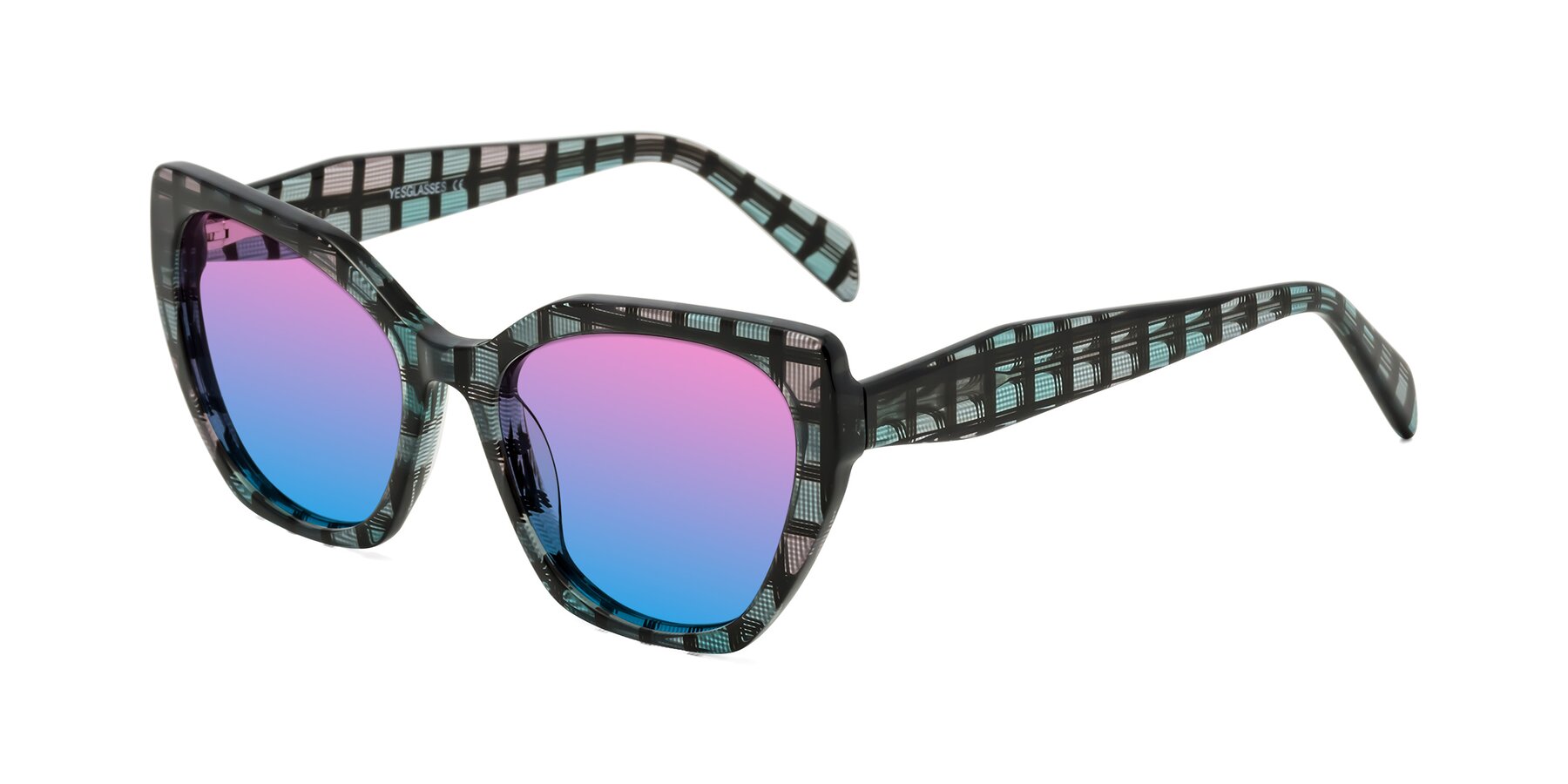 Angle of Tilton in Blue Grid with Pink / Blue Gradient Lenses