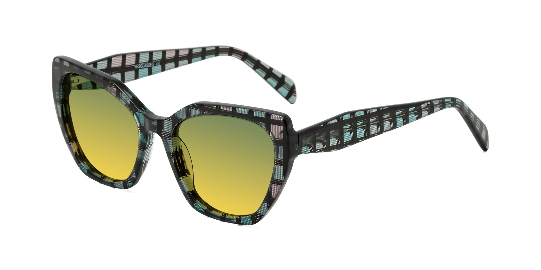 Angle of Tilton in Blue Grid with Green / Yellow Gradient Lenses