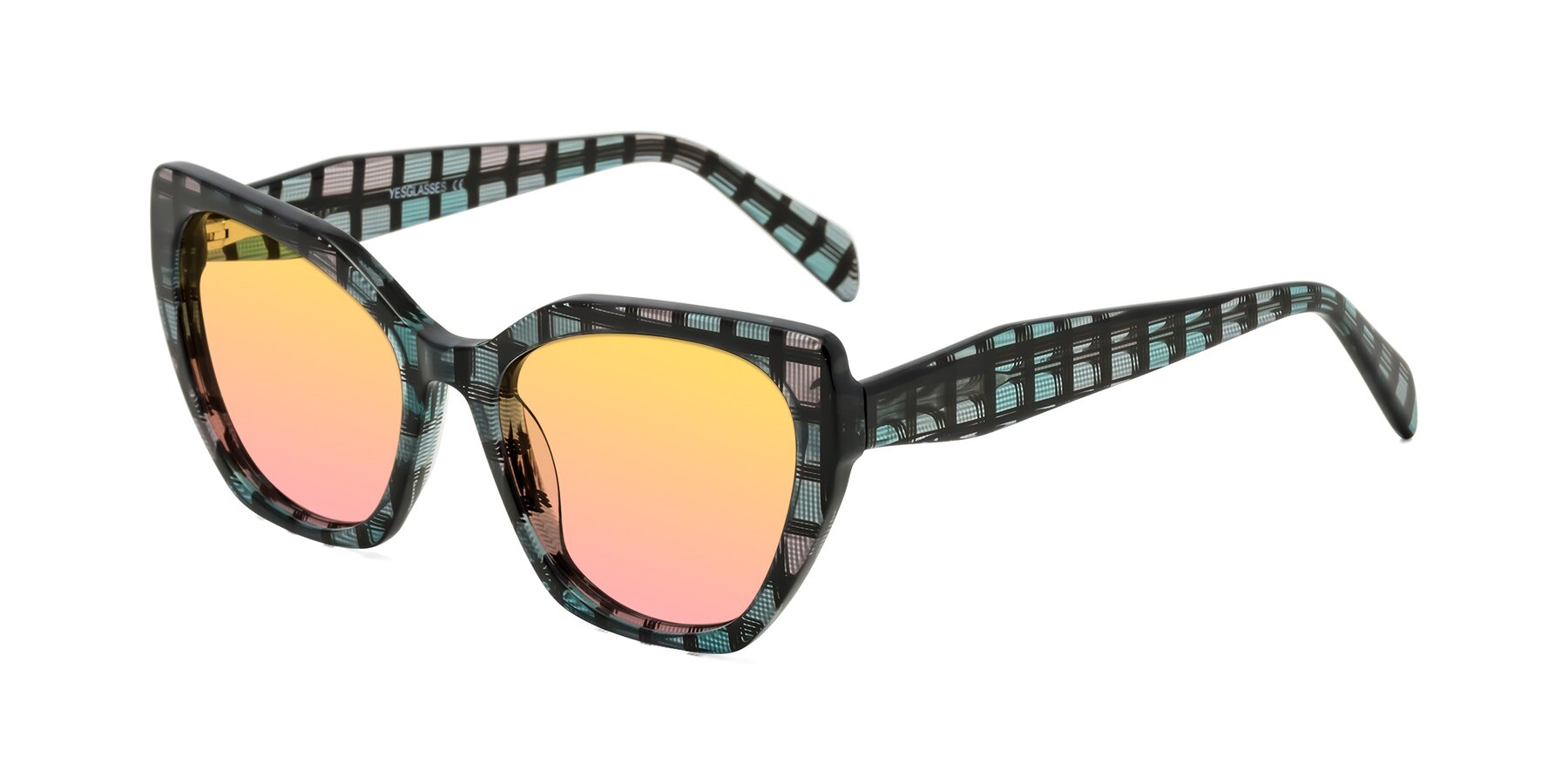 Angle of Tilton in Blue Grid with Yellow / Pink Gradient Lenses