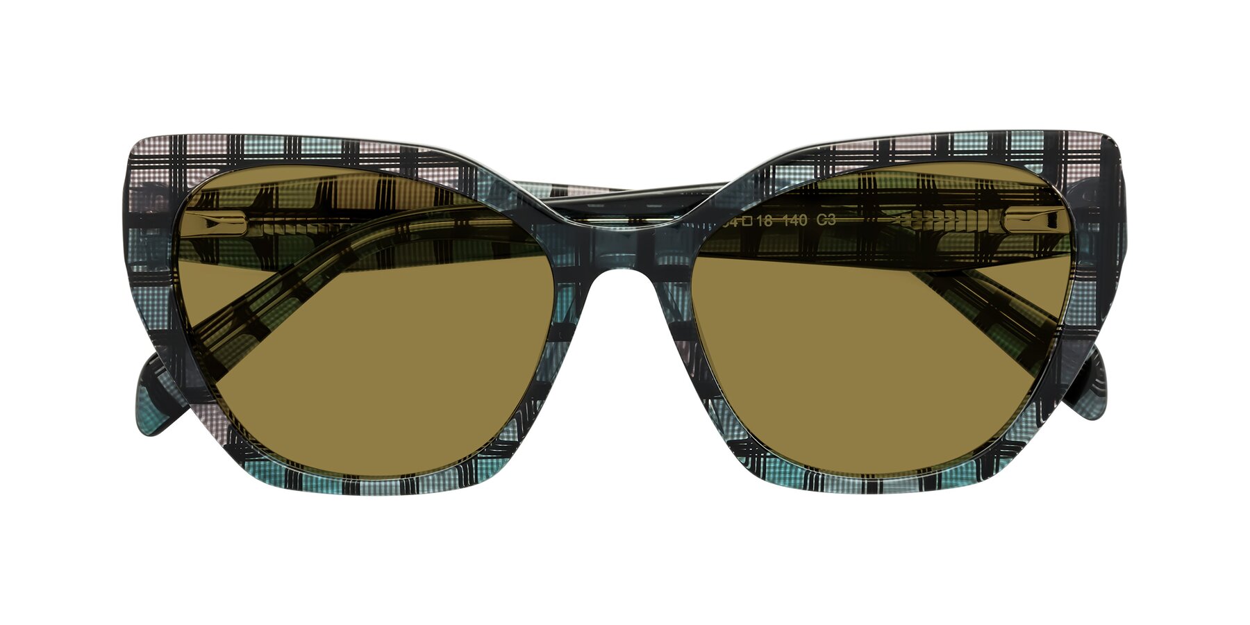 Folded Front of Tilton in Blue Grid with Brown Polarized Lenses