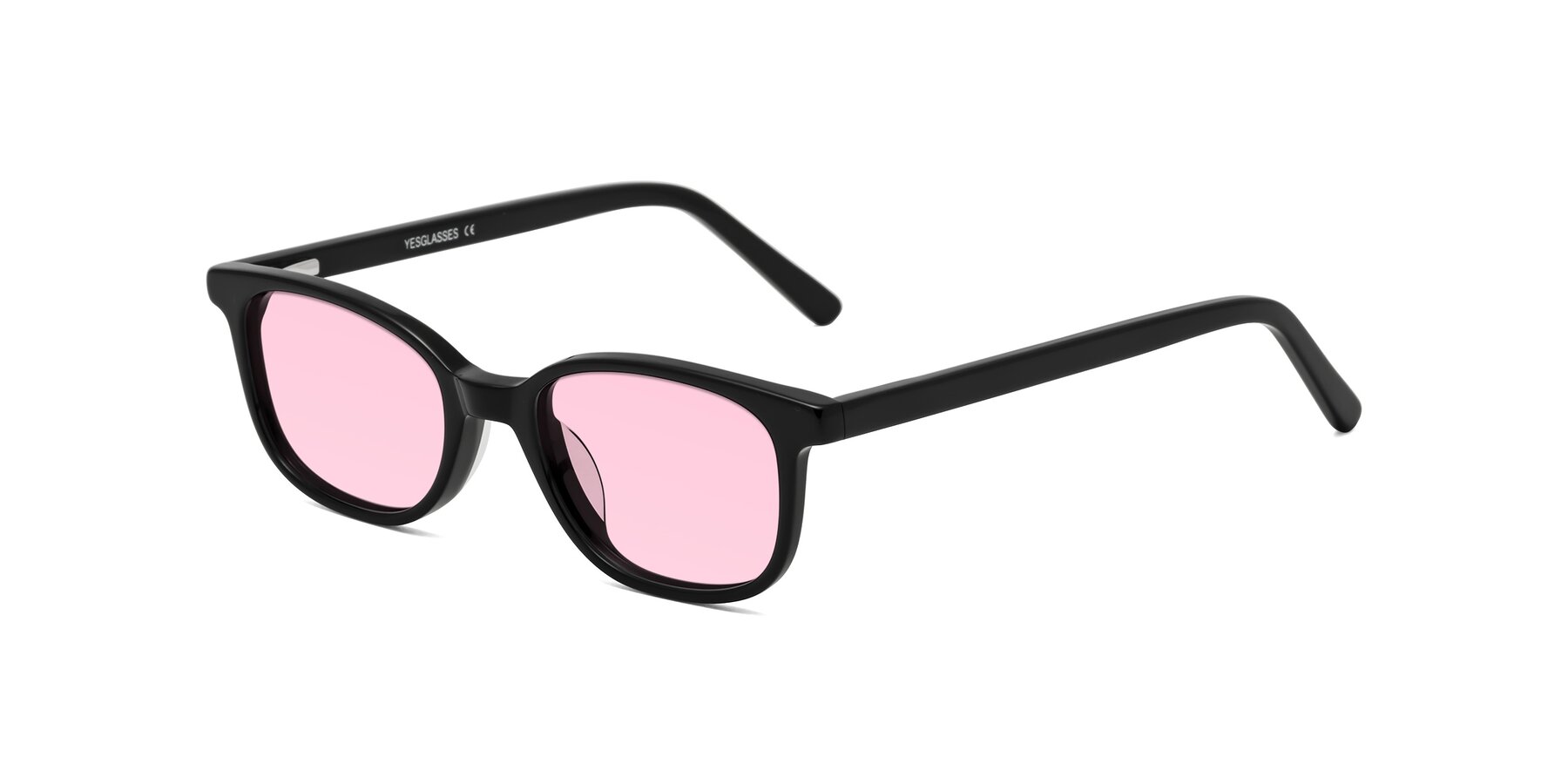 Angle of Jee in Black with Light Pink Tinted Lenses