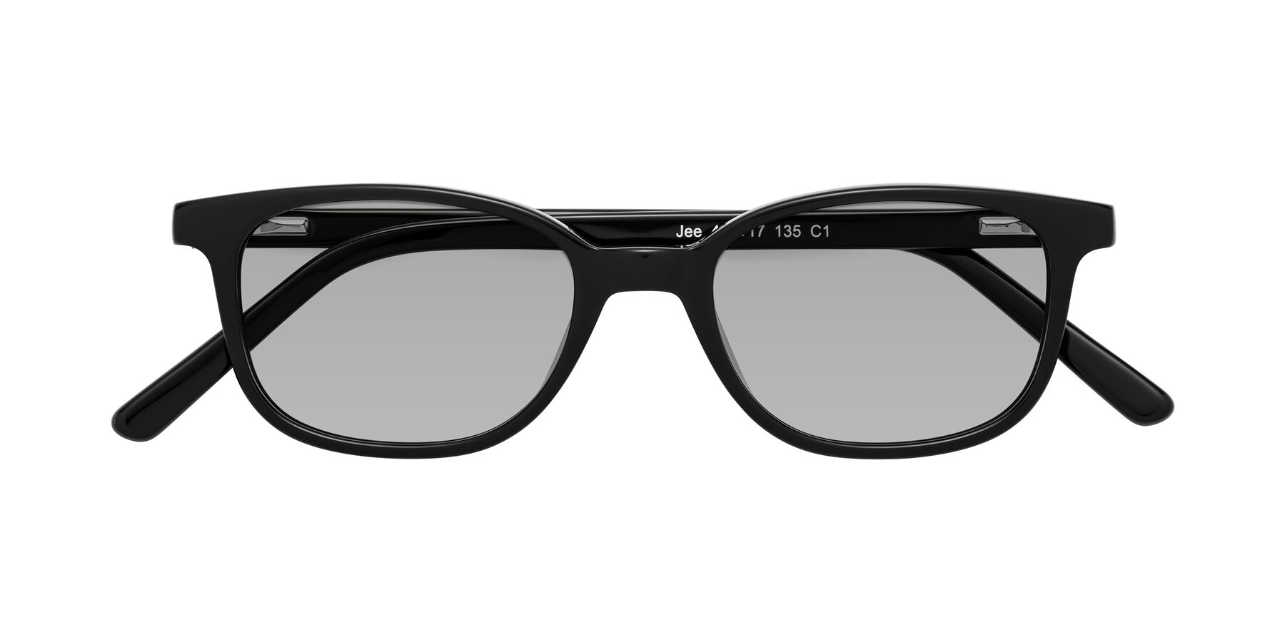 Folded Front of Jee in Black with Light Gray Tinted Lenses