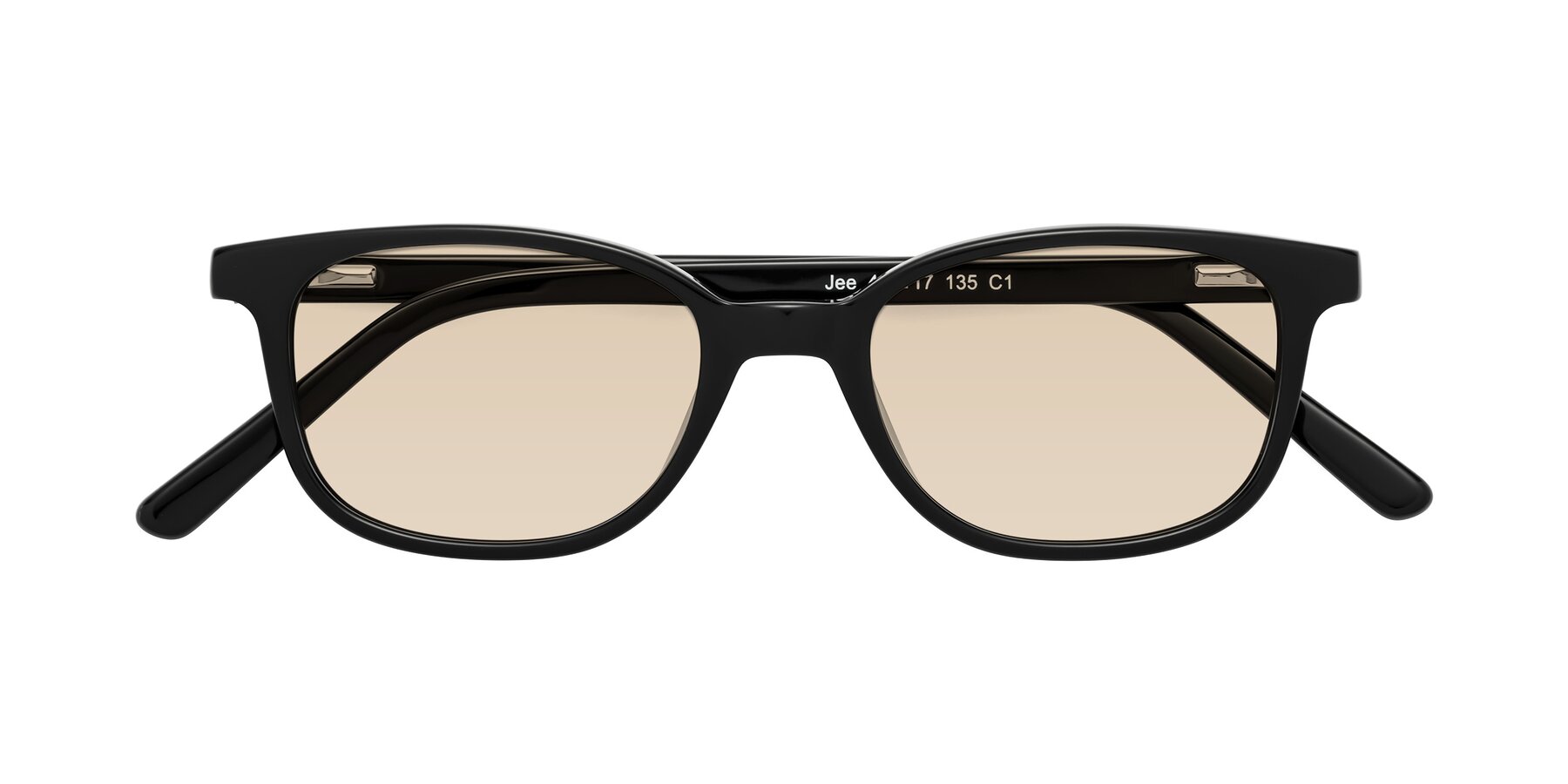 Folded Front of Jee in Black with Light Brown Tinted Lenses