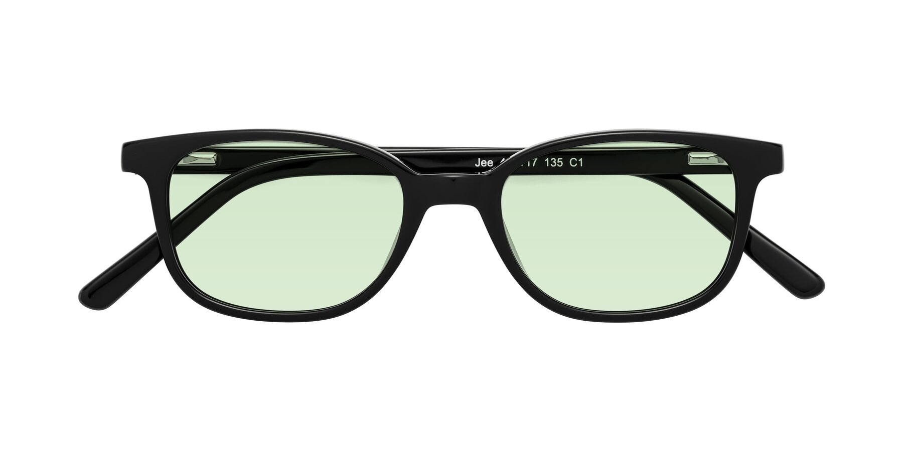 Folded Front of Jee in Black with Light Green Tinted Lenses