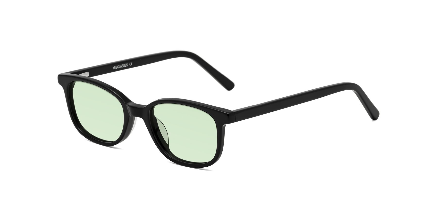 Angle of Jee in Black with Light Green Tinted Lenses