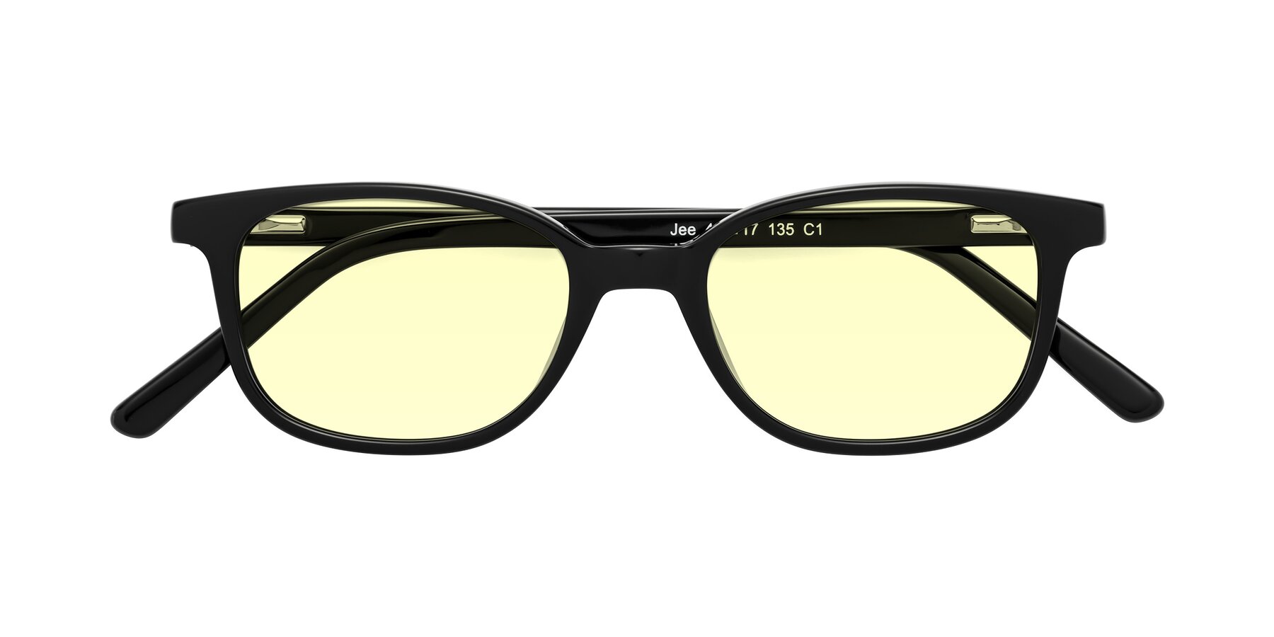 Folded Front of Jee in Black with Light Yellow Tinted Lenses