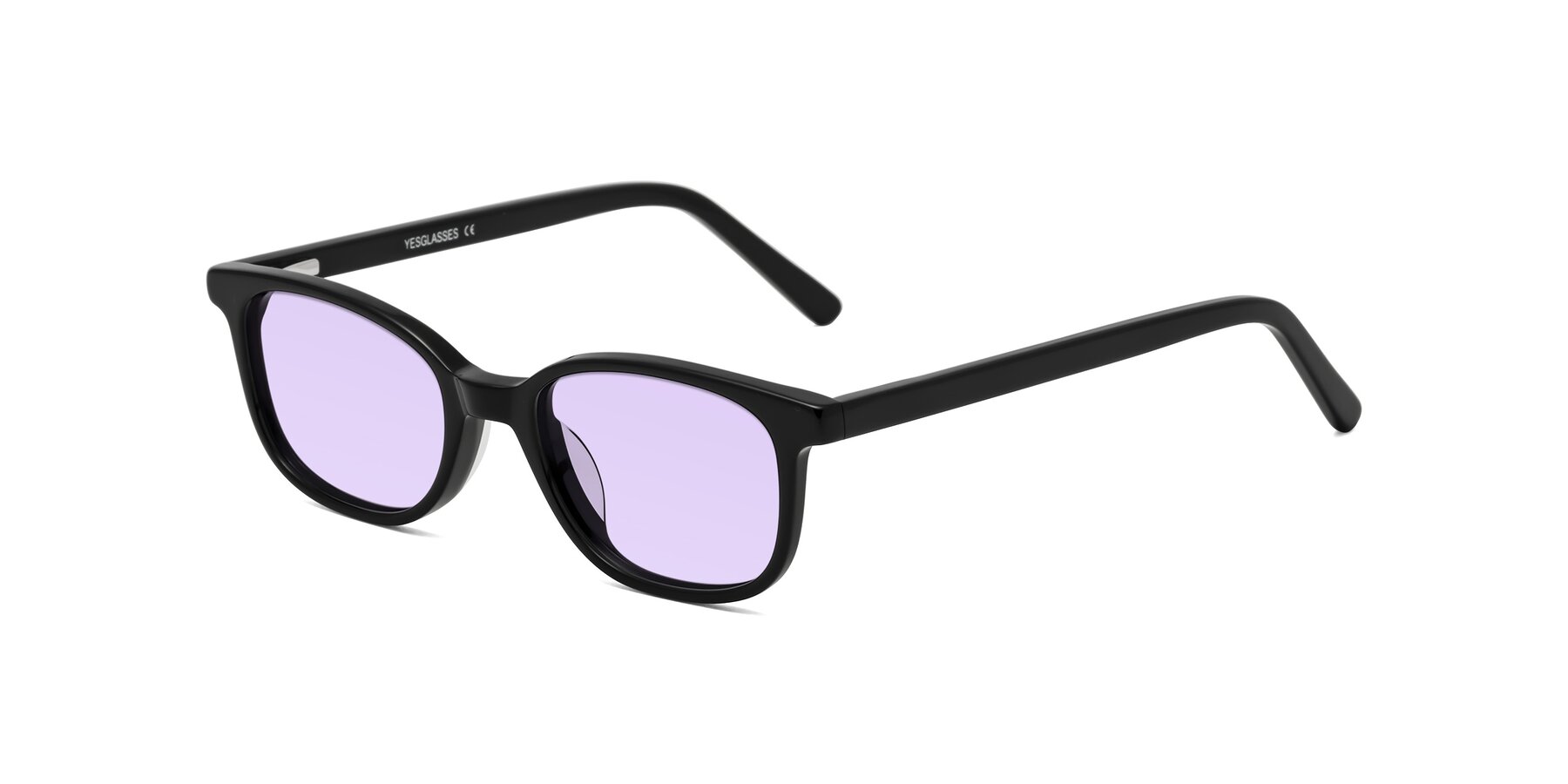 Angle of Jee in Black with Light Purple Tinted Lenses