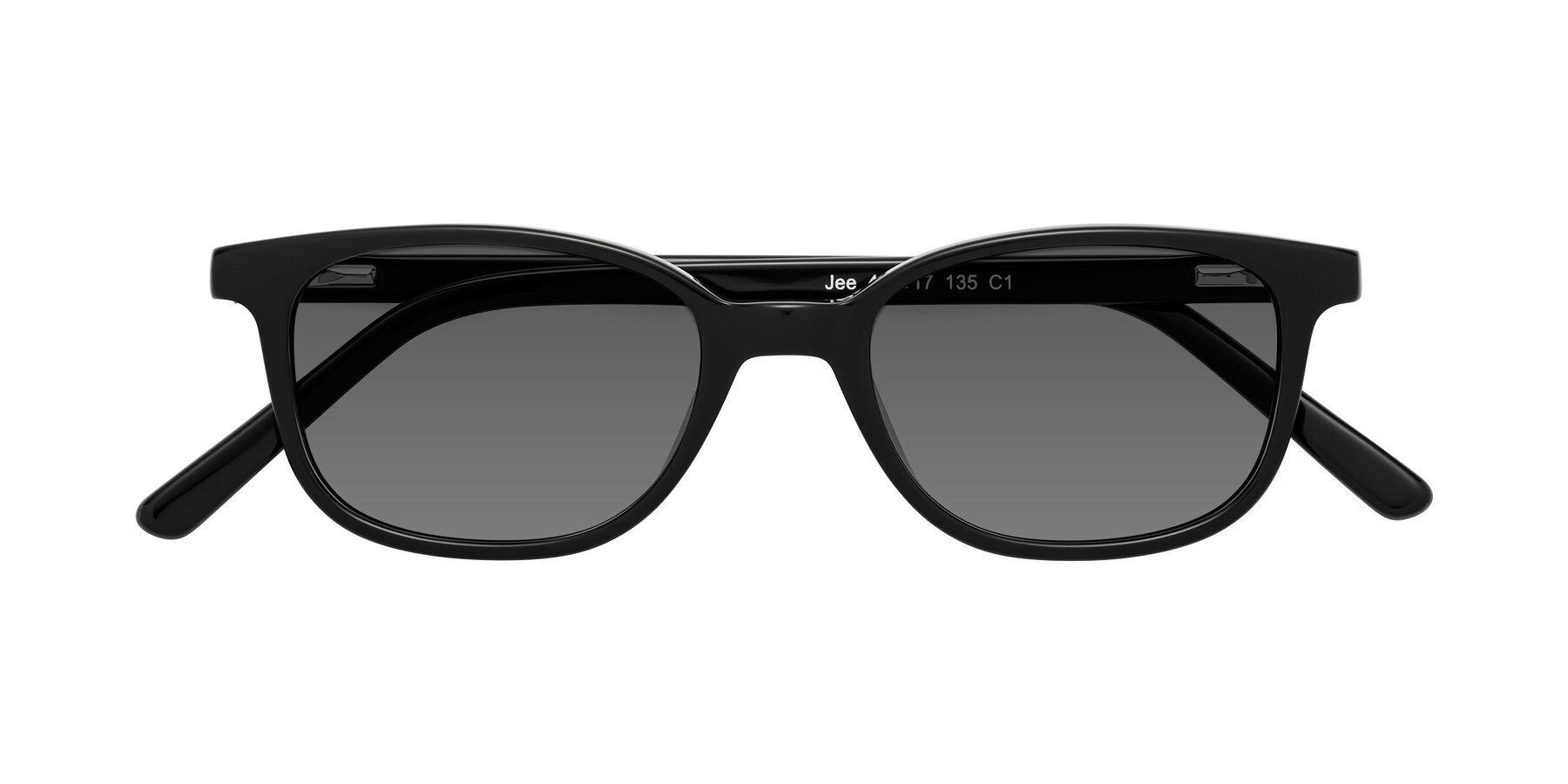 Folded Front of Jee in Black with Medium Gray Tinted Lenses
