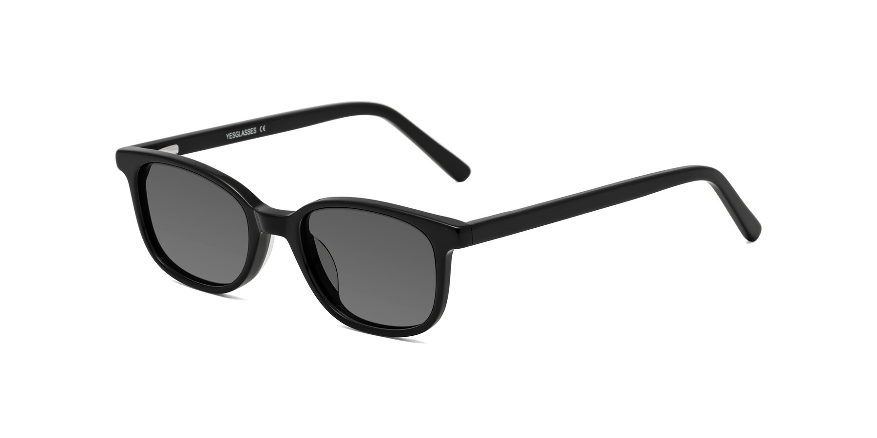 Angle of Jee in Black with Medium Gray Tinted Lenses