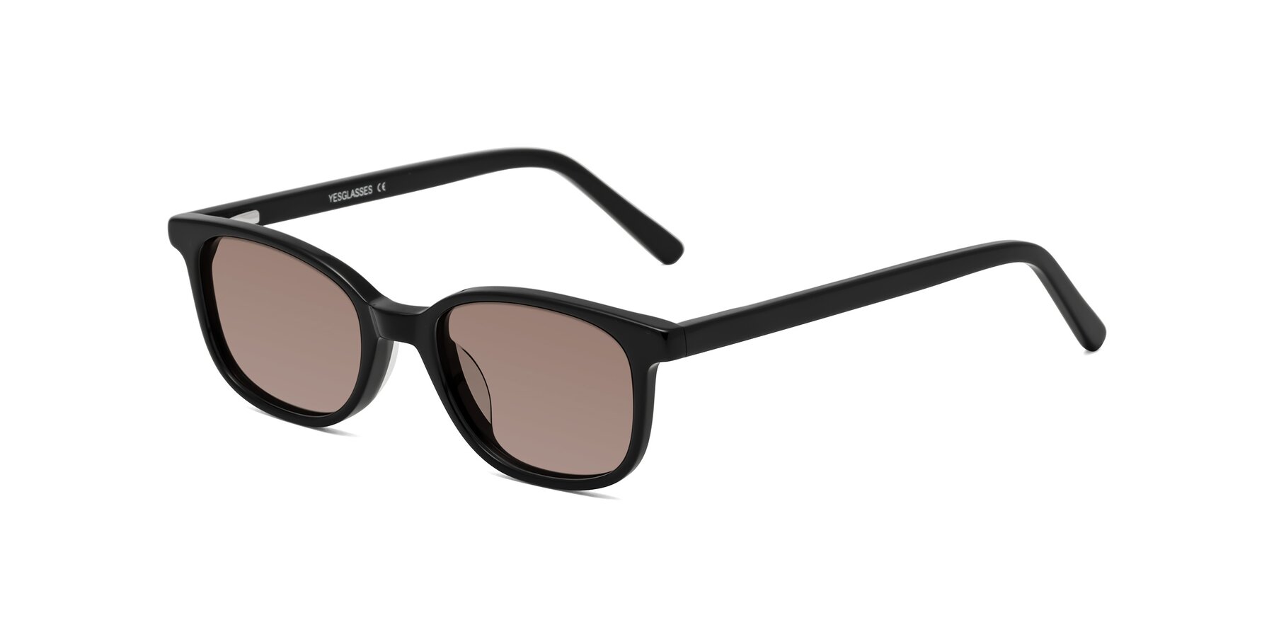 Angle of Jee in Black with Medium Brown Tinted Lenses