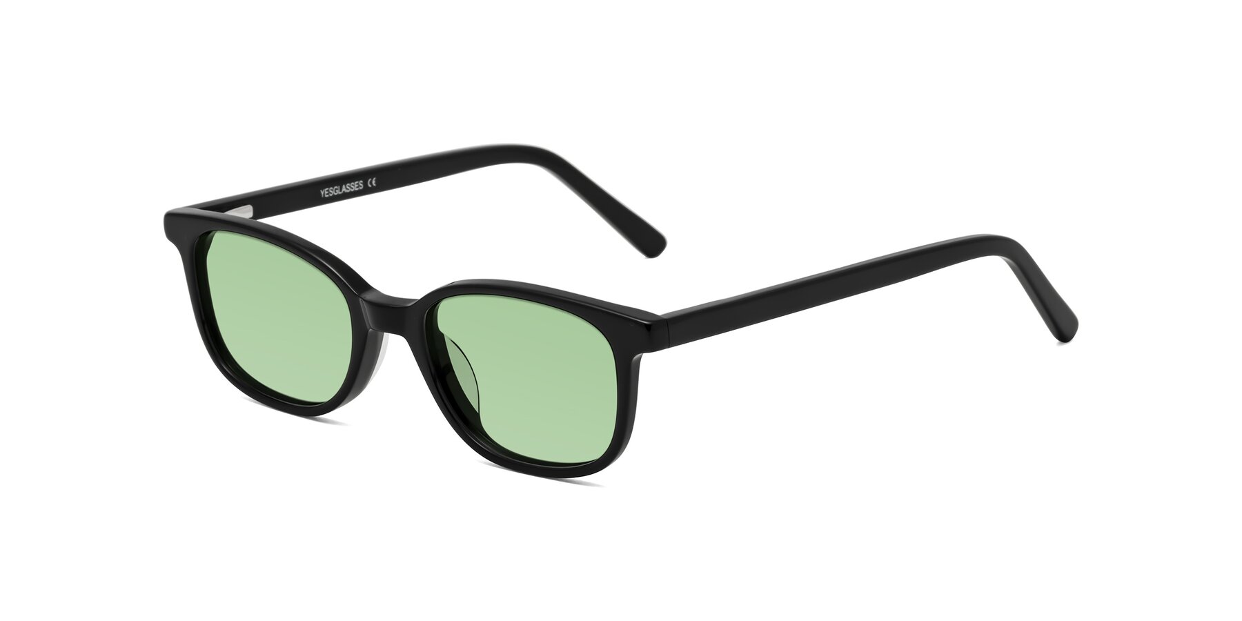 Angle of Jee in Black with Medium Green Tinted Lenses