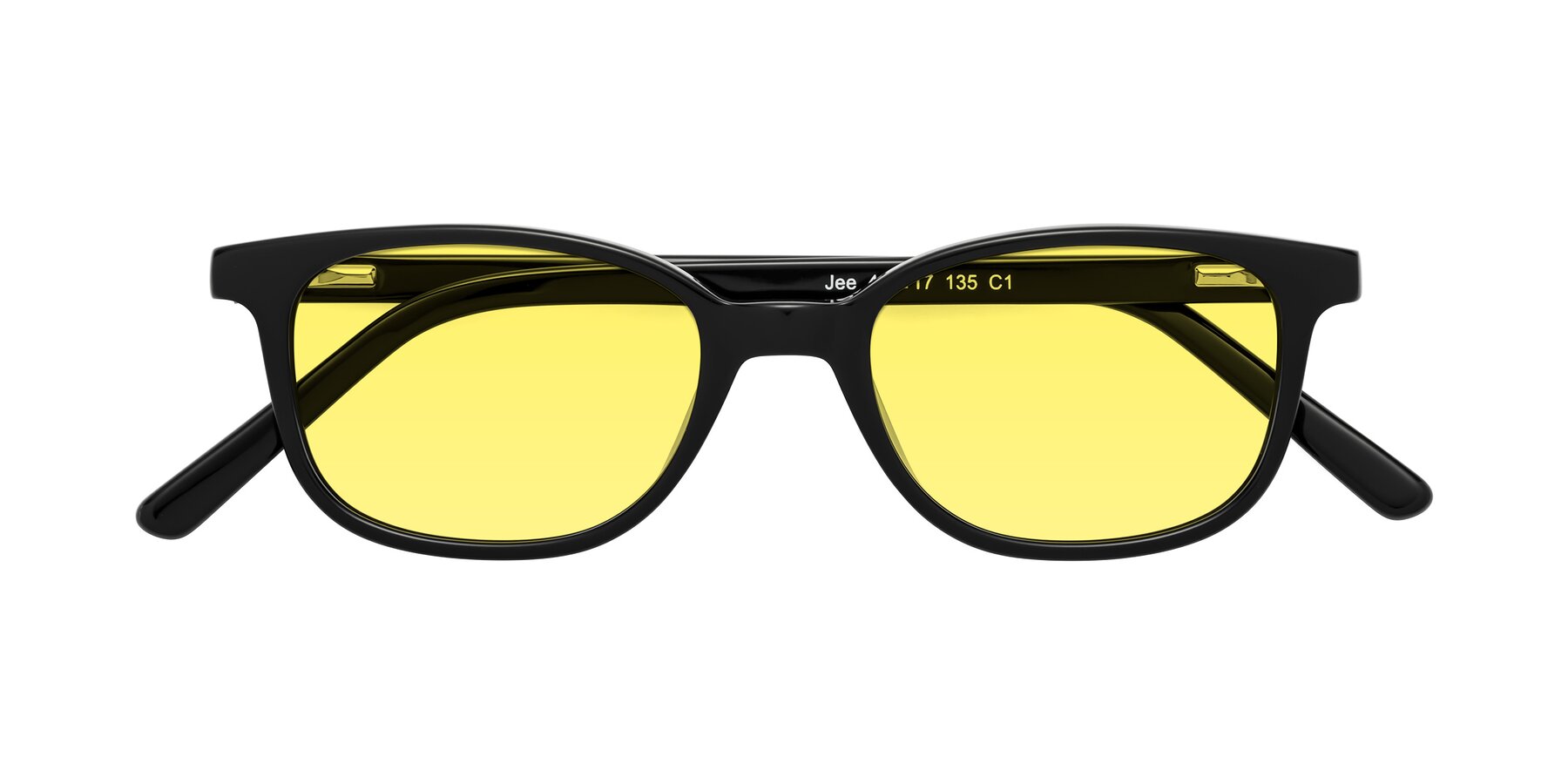 Folded Front of Jee in Black with Medium Yellow Tinted Lenses