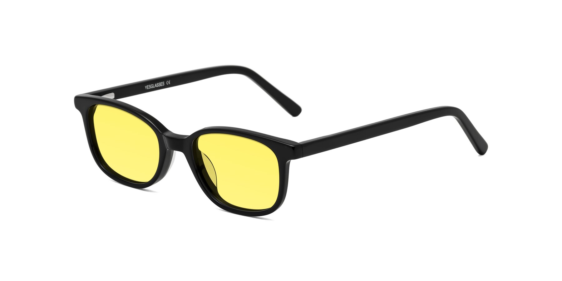 Angle of Jee in Black with Medium Yellow Tinted Lenses