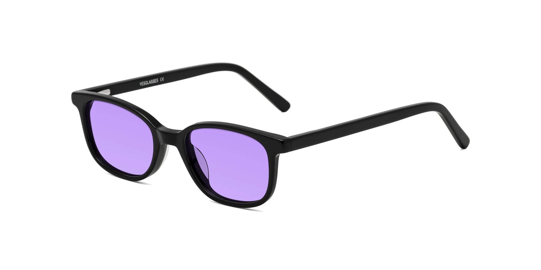 Angle of Jee in Black with Medium Purple Tinted Lenses