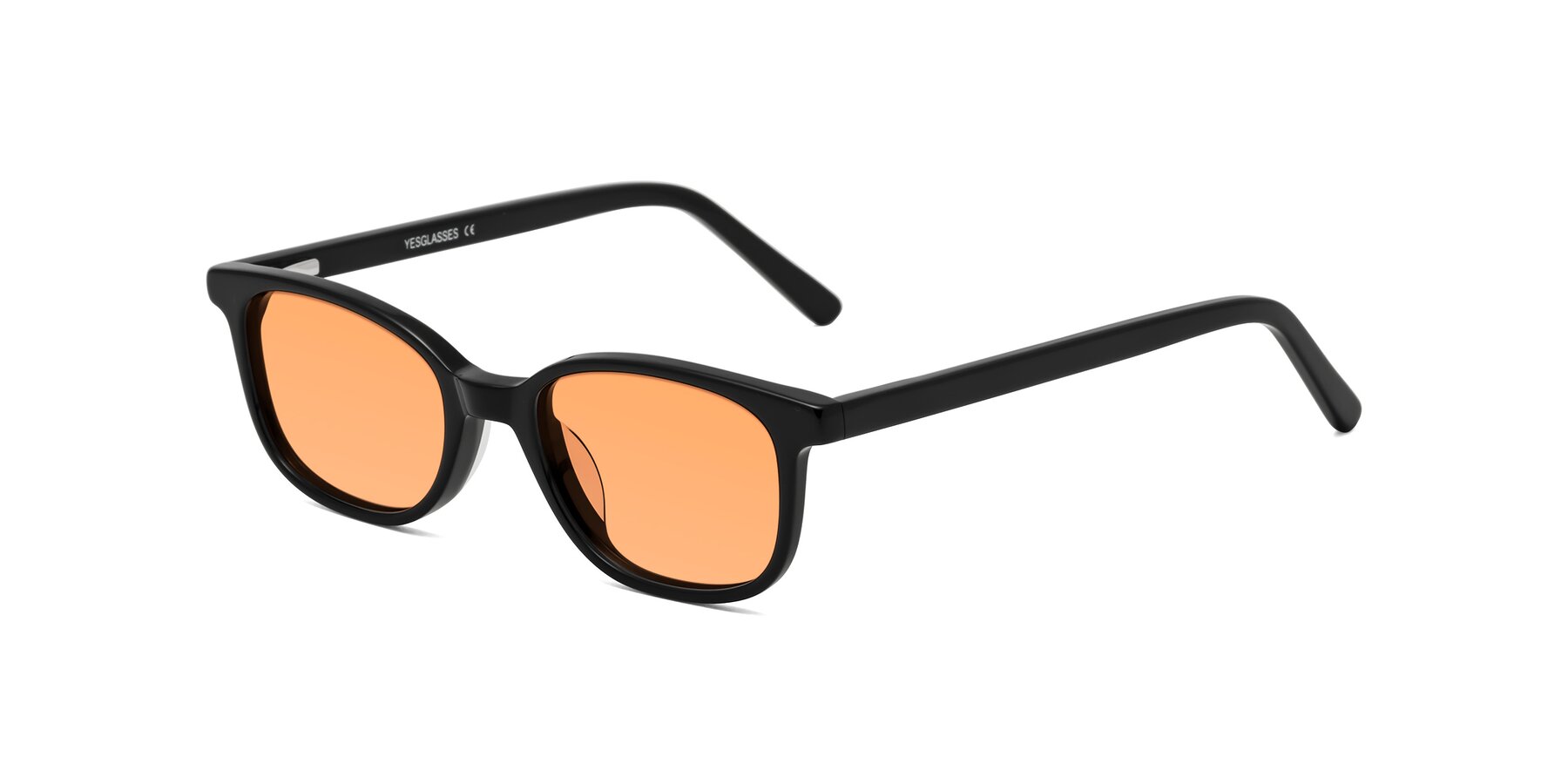 Angle of Jee in Black with Medium Orange Tinted Lenses