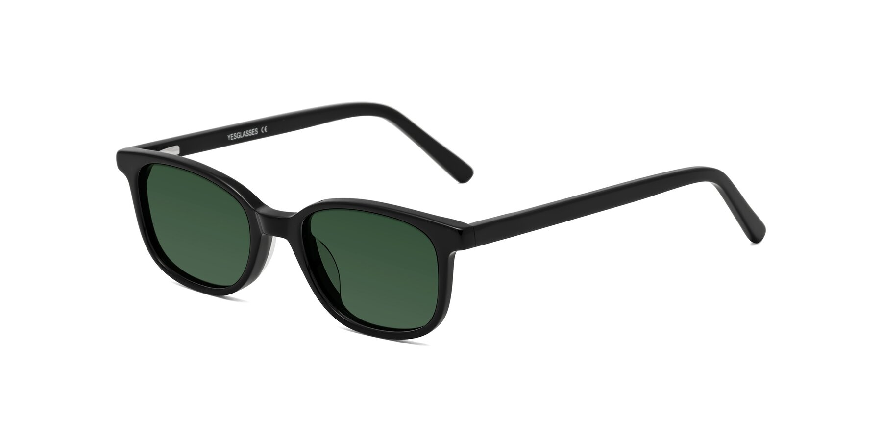 Angle of Jee in Black with Green Tinted Lenses