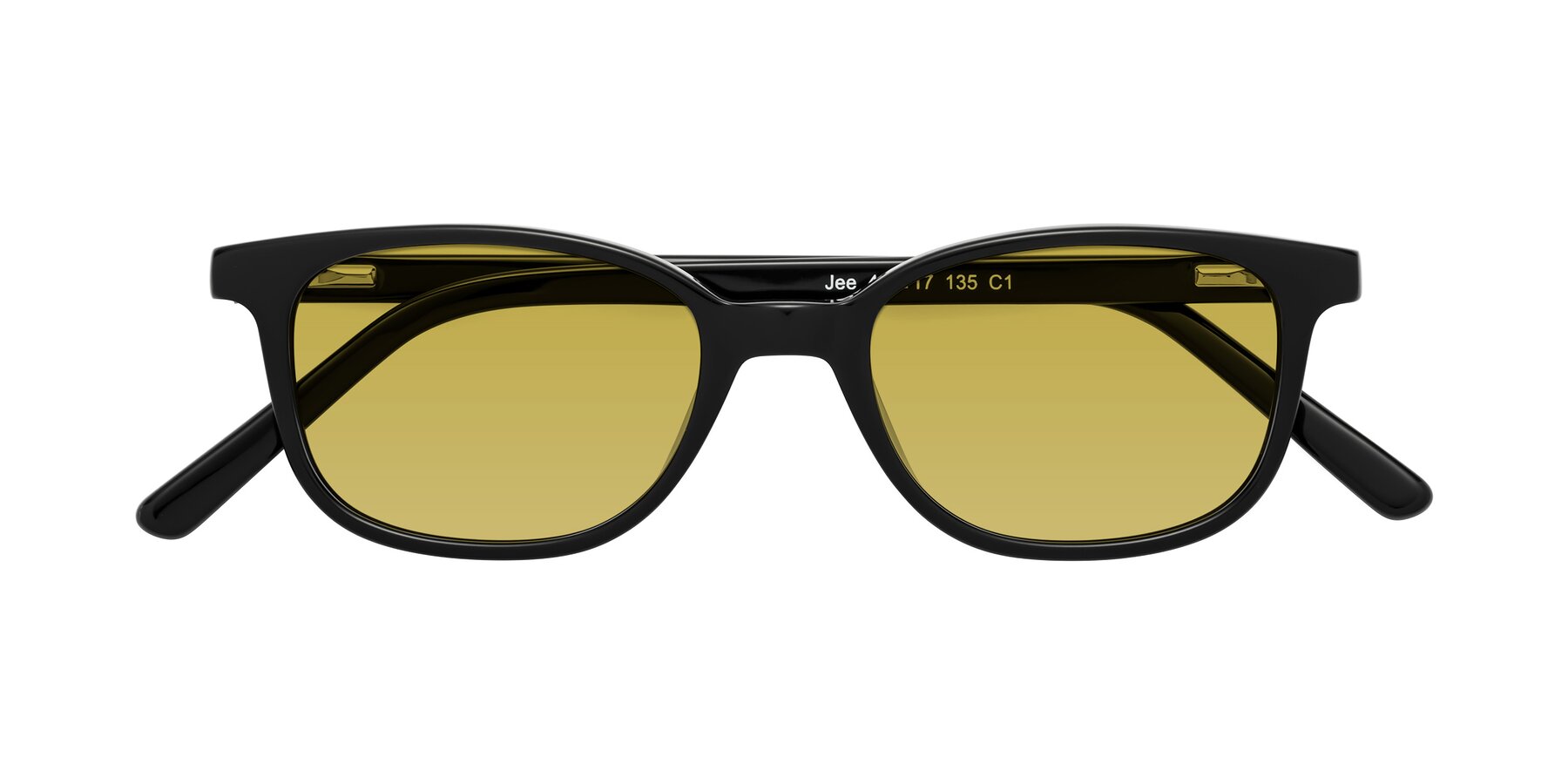 Folded Front of Jee in Black with Champagne Tinted Lenses