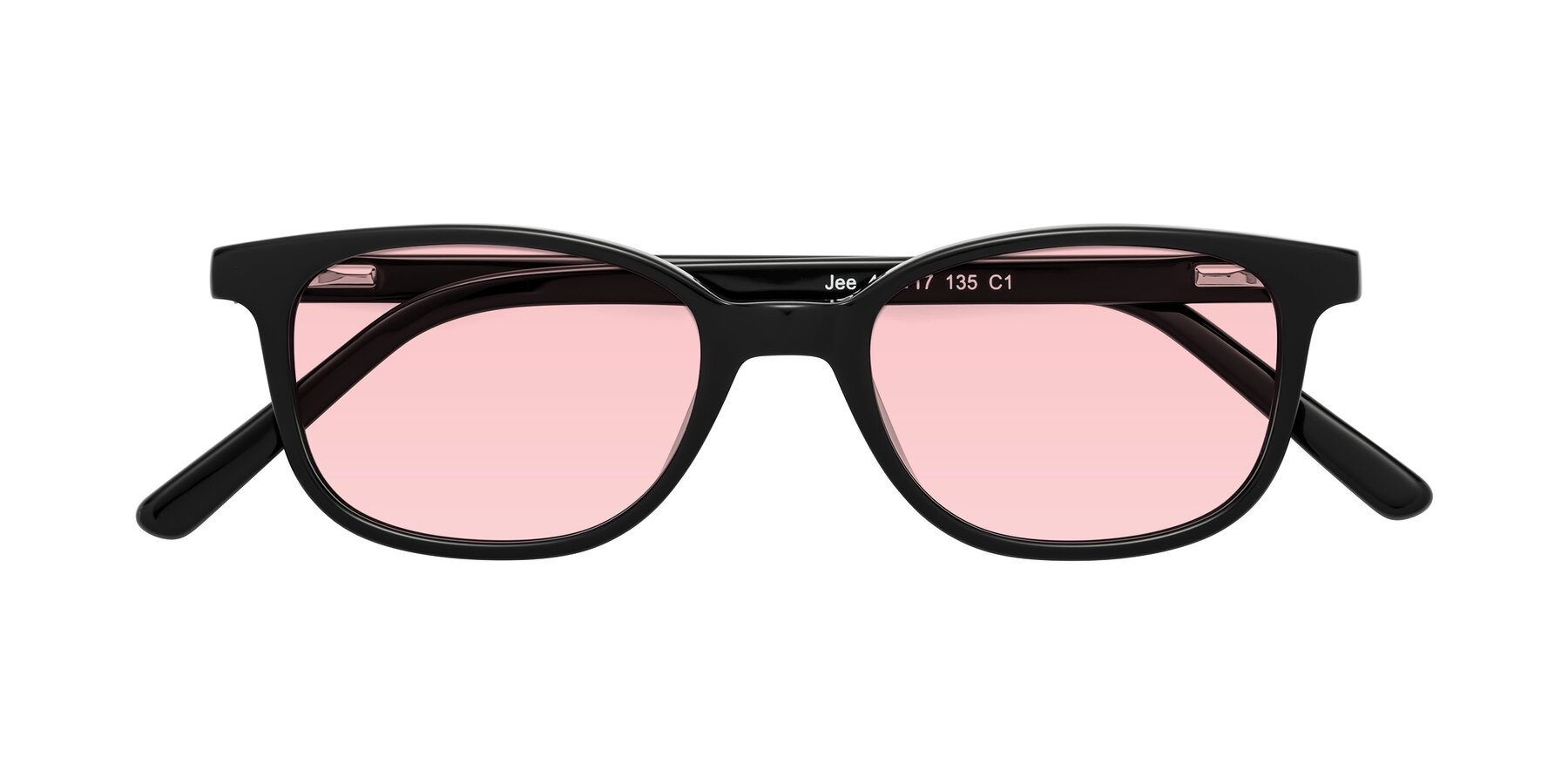 Folded Front of Jee in Black with Light Garnet Tinted Lenses