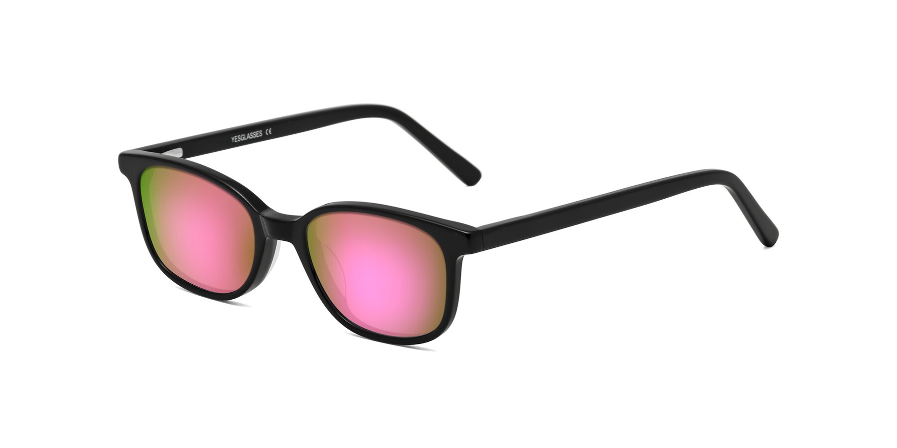 Angle of Jee in Black with Pink Mirrored Lenses