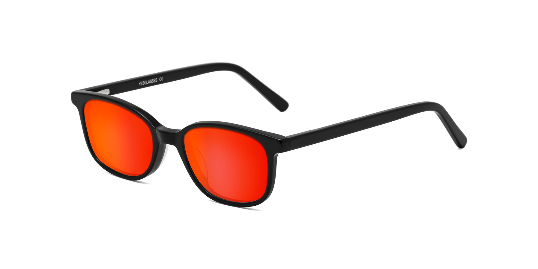 Angle of Jee in Black with Red Gold Mirrored Lenses