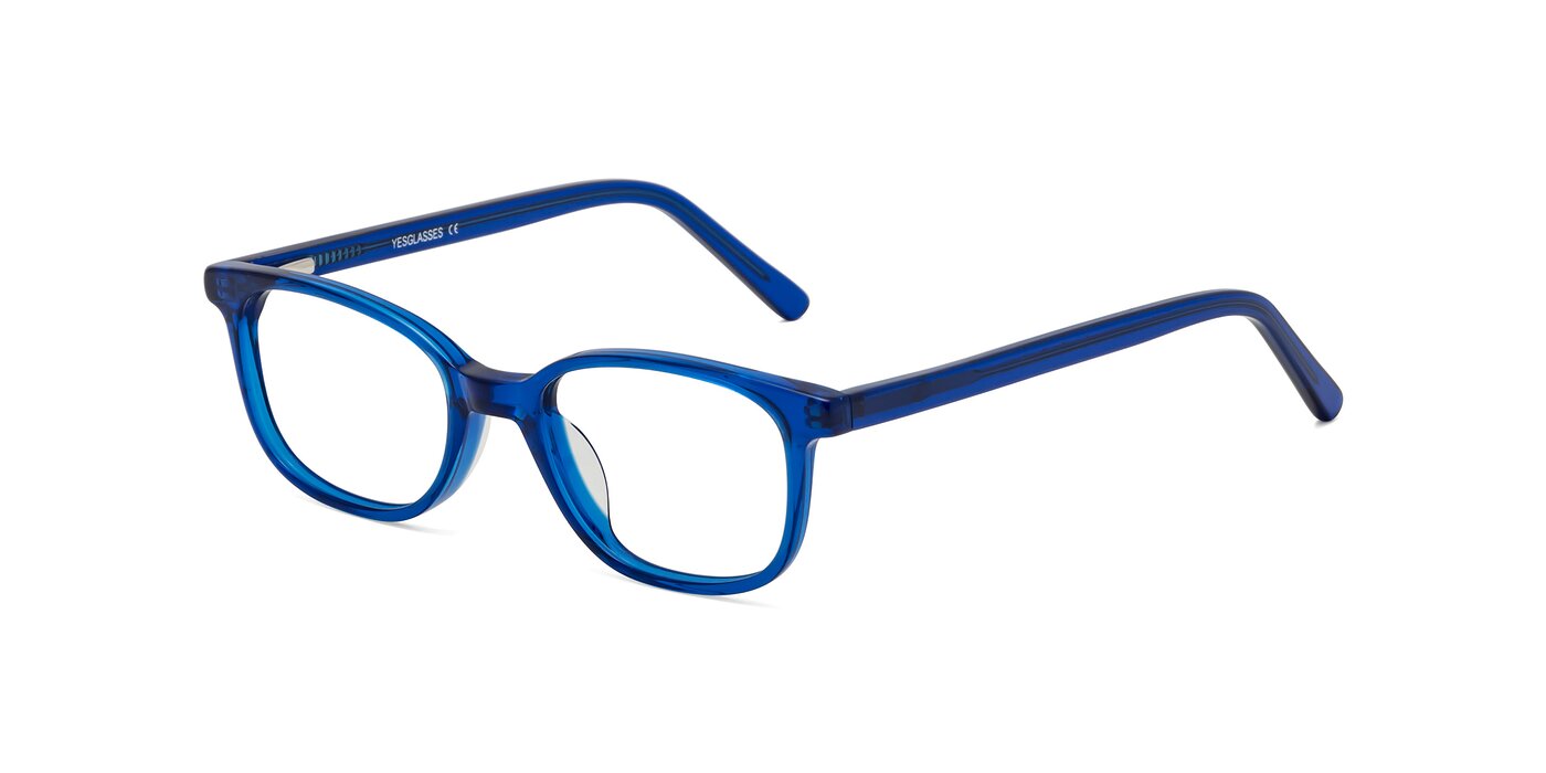 Navy Blue Classic Low Bridge Fit Rectangle Eyeglasses - Jee