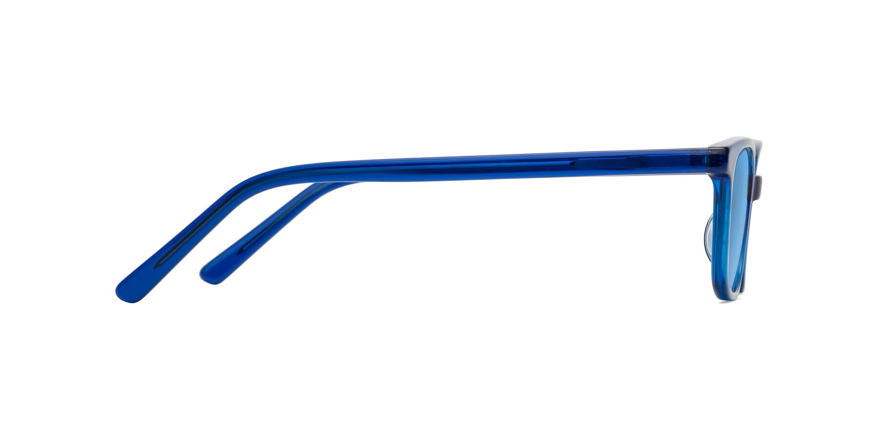 Side of Jee in Navy Blue with Medium Blue Tinted Lenses