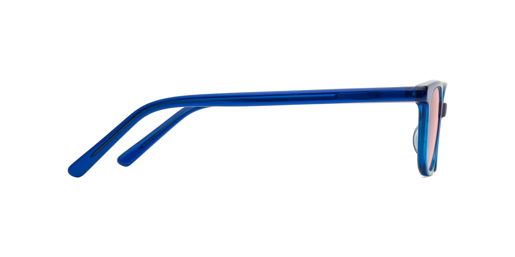 Side of Jee in Navy Blue with Light Garnet Tinted Lenses