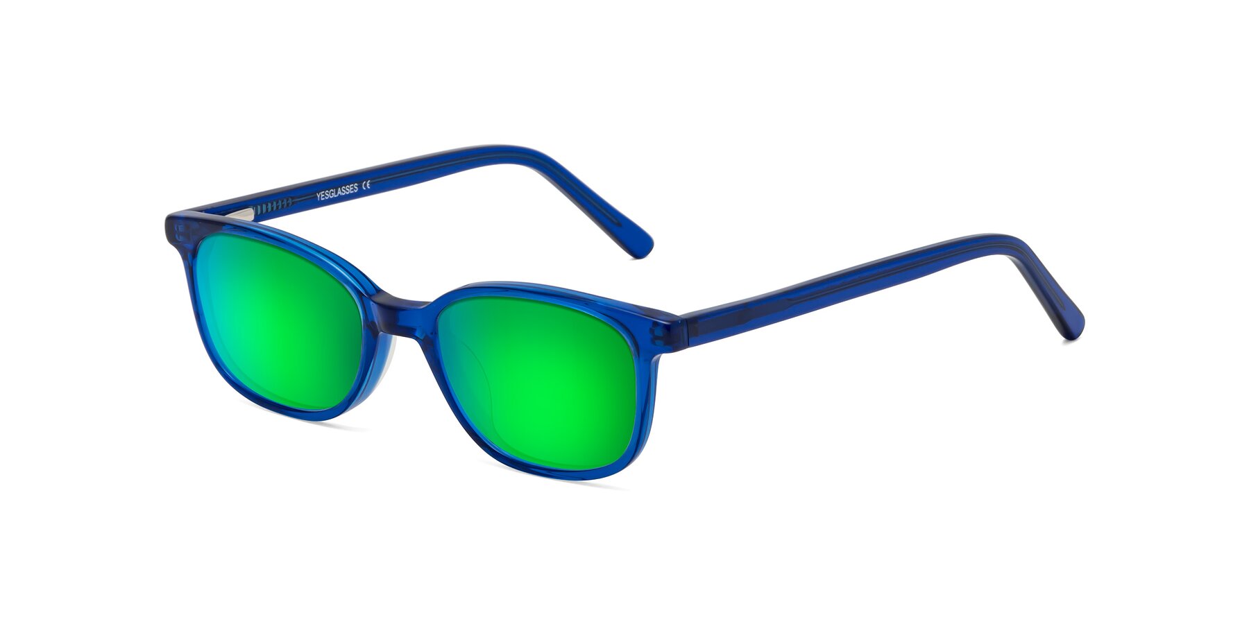 Angle of Jee in Navy Blue with Green Mirrored Lenses