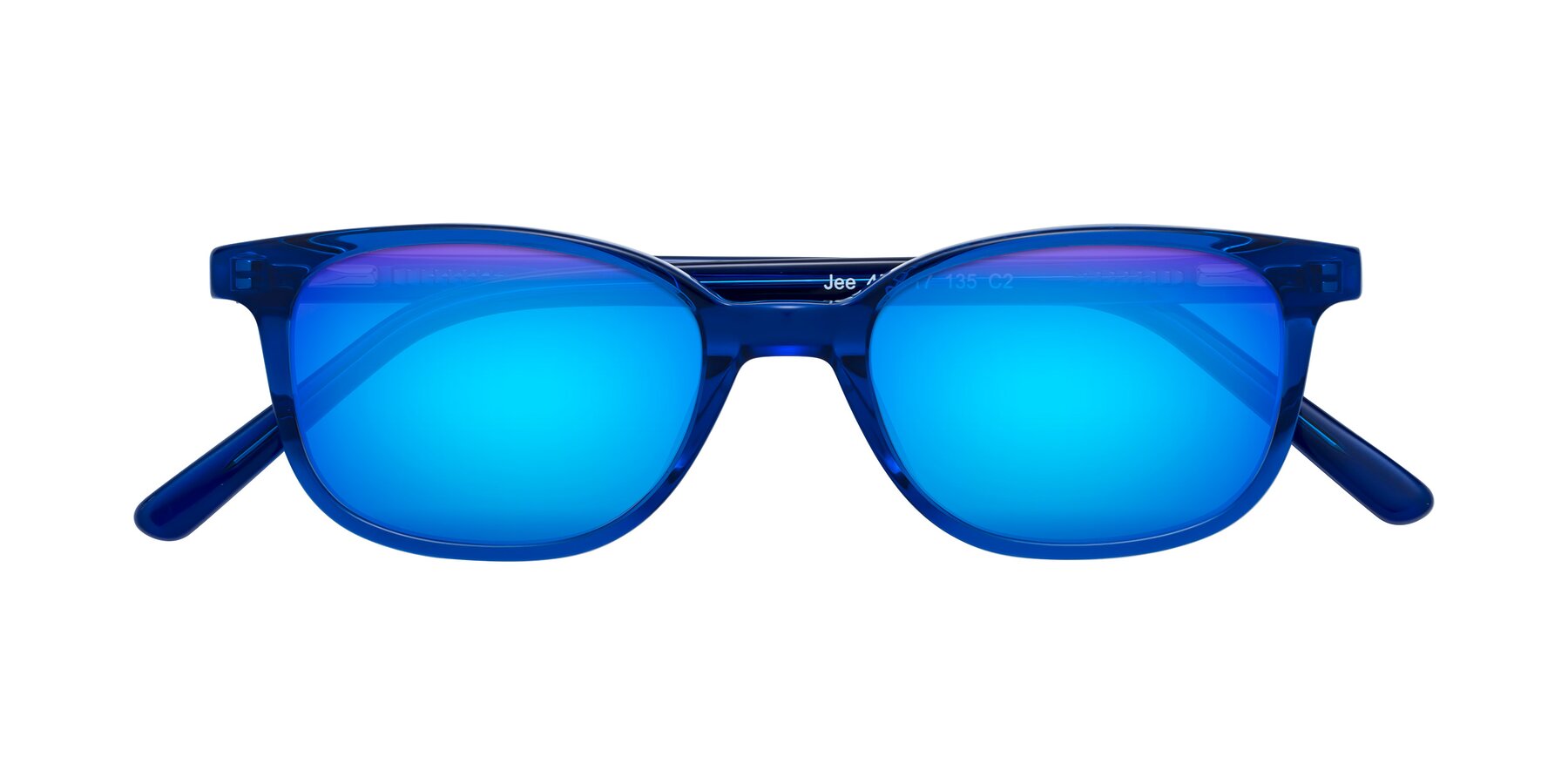 Folded Front of Jee in Navy Blue with Blue Mirrored Lenses