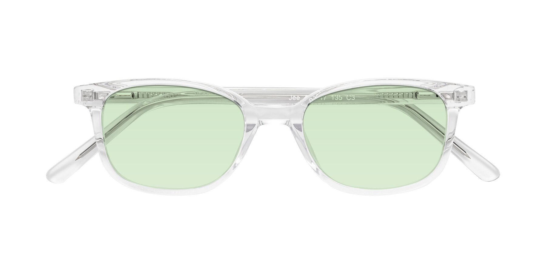 Folded Front of Jee in Clear with Light Green Tinted Lenses