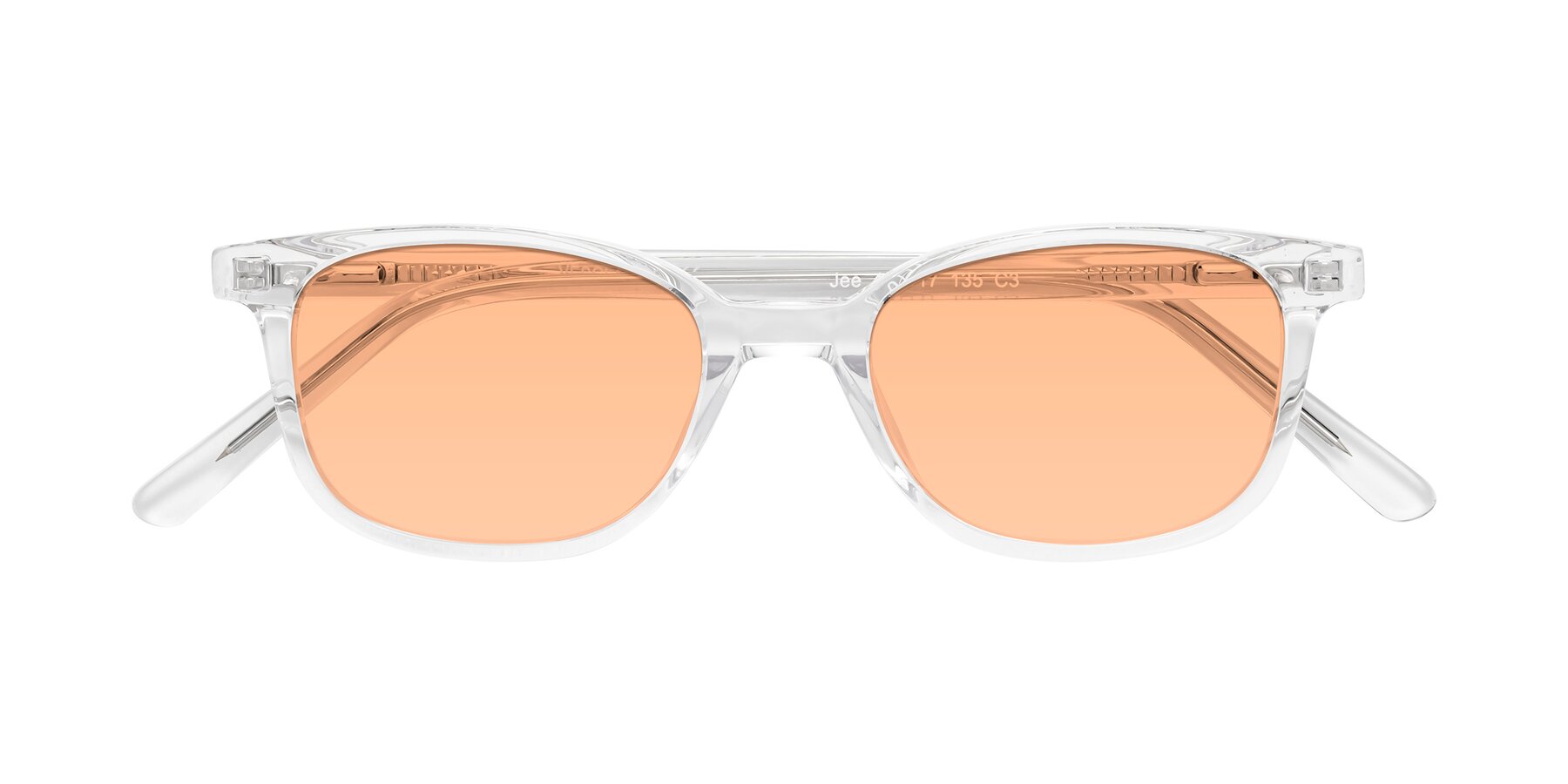 Folded Front of Jee in Clear with Light Orange Tinted Lenses